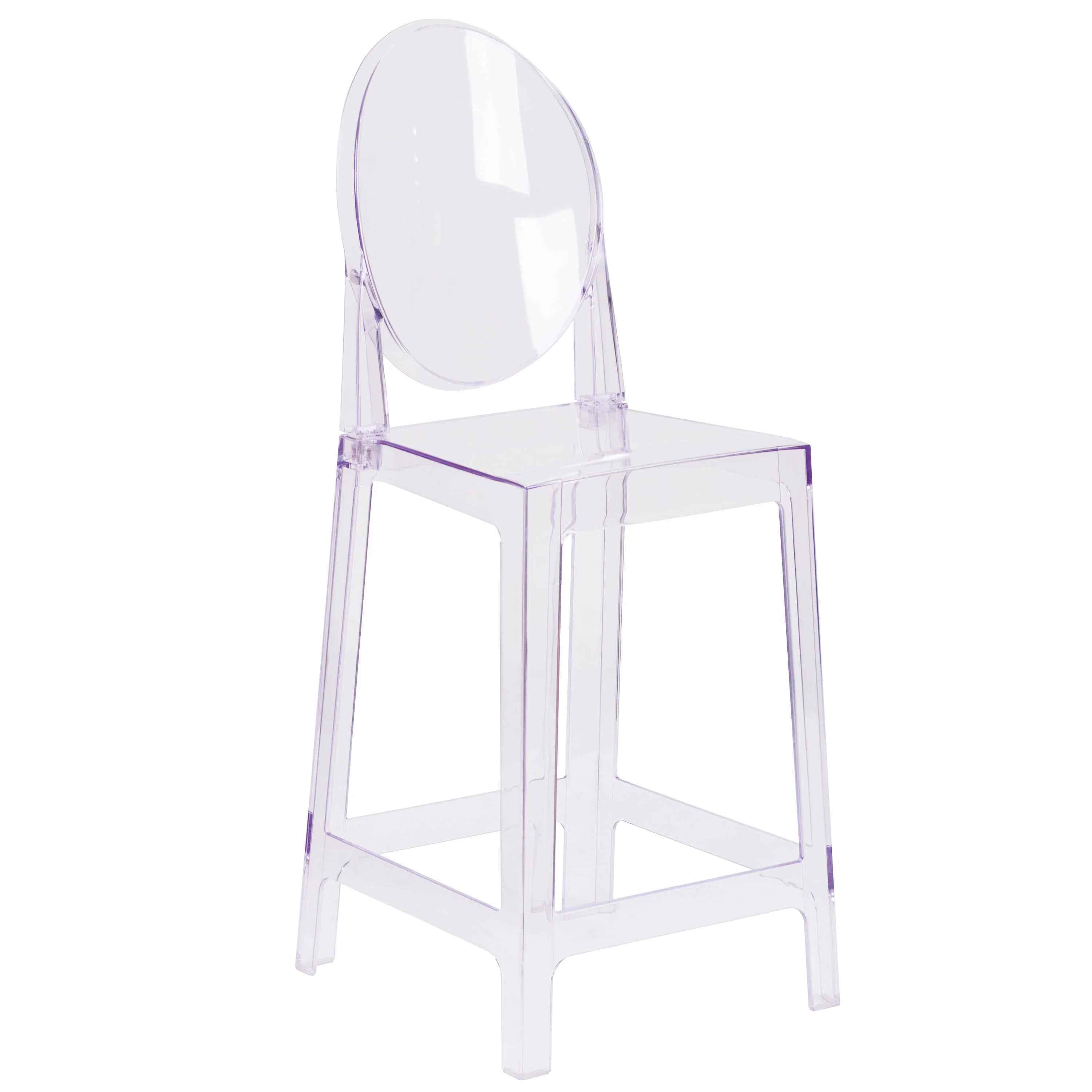 Ghost Counter Stool in Transparent Crystal with Oval Back - Image 13