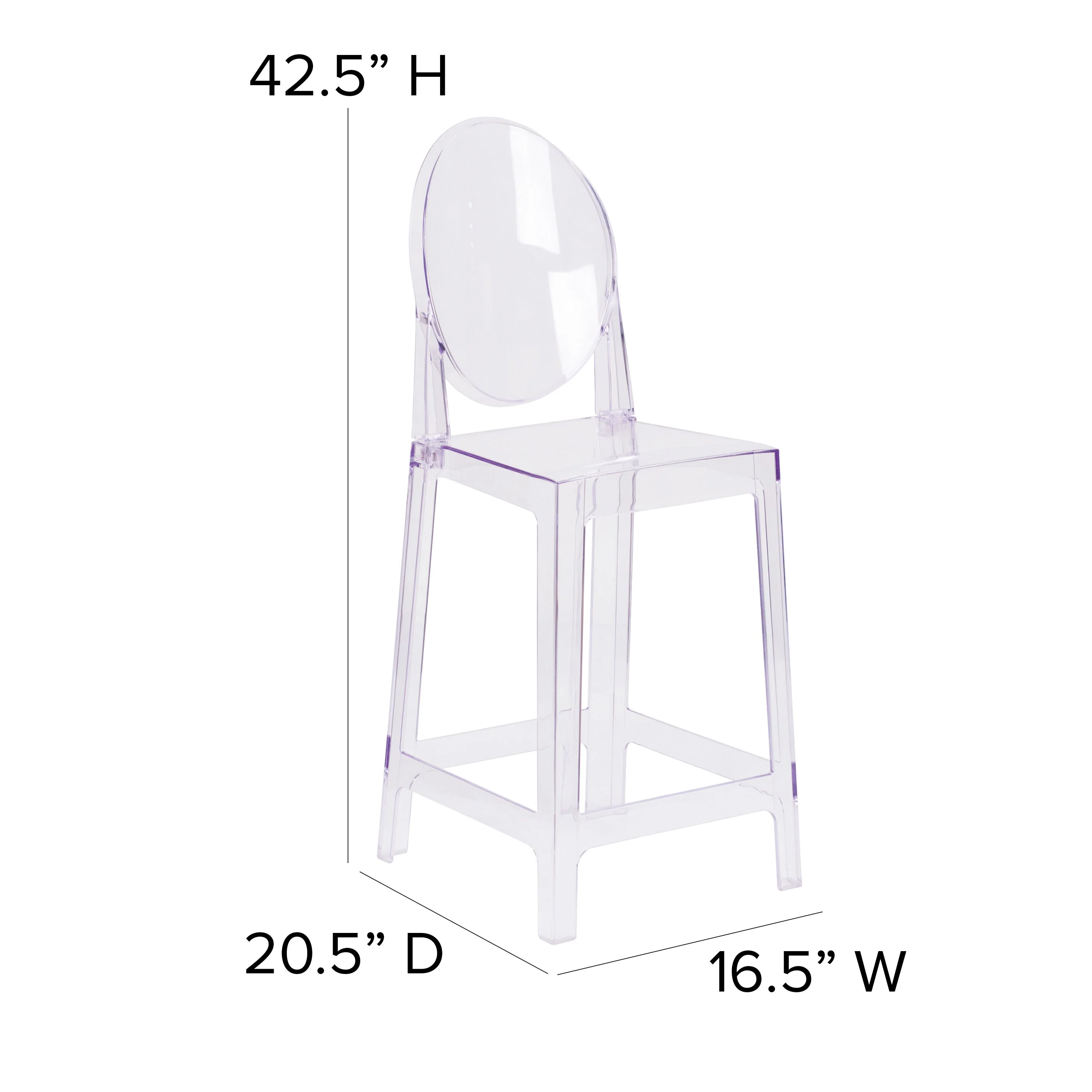 Ghost Counter Stool in Transparent Crystal with Oval Back - Image 6