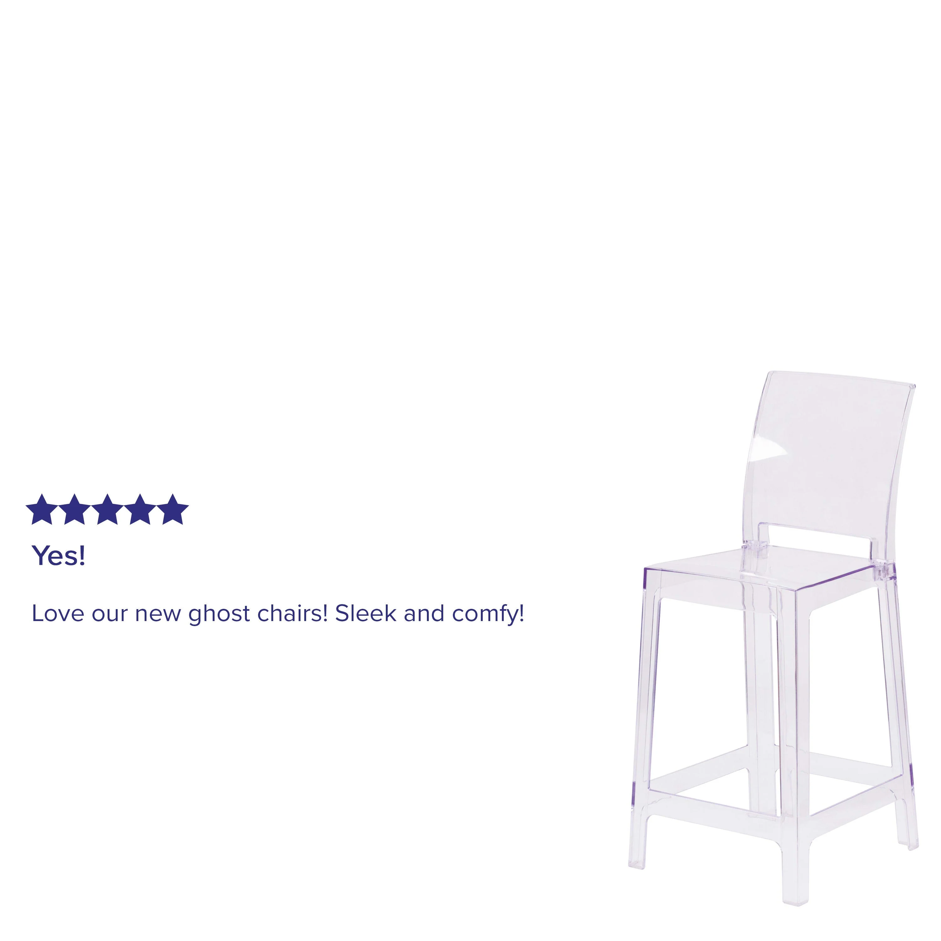 Ghost Counter Stool in Transparent Crystal with Square Back - Image 4