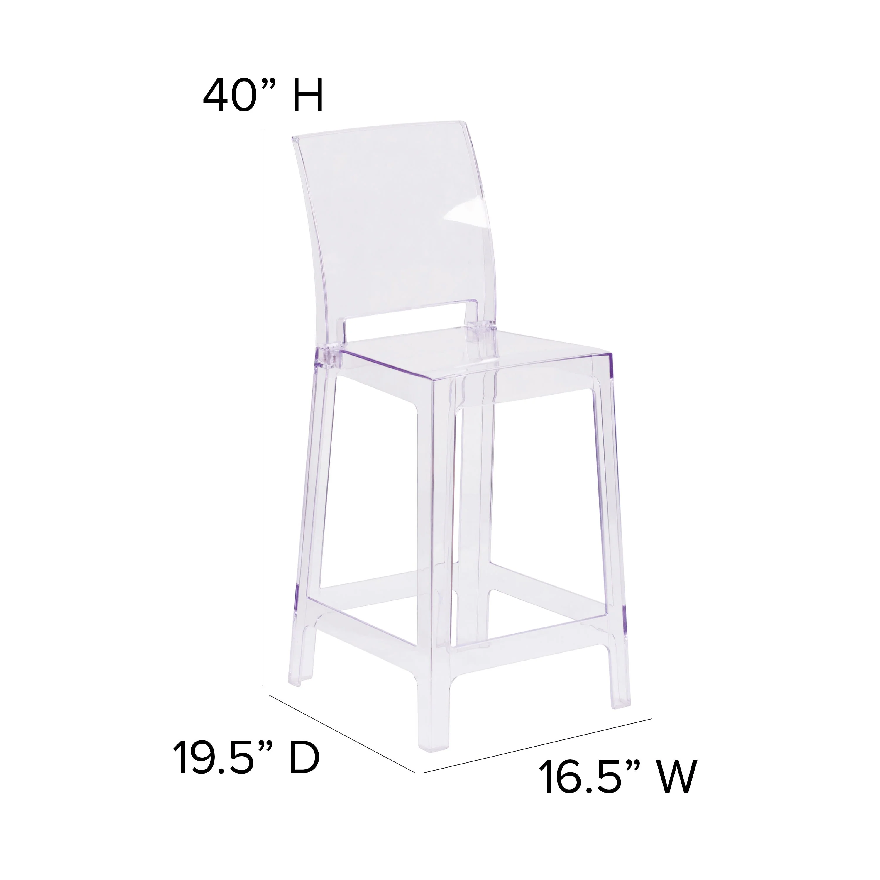 Ghost Counter Stool in Transparent Crystal with Square Back - Image 6