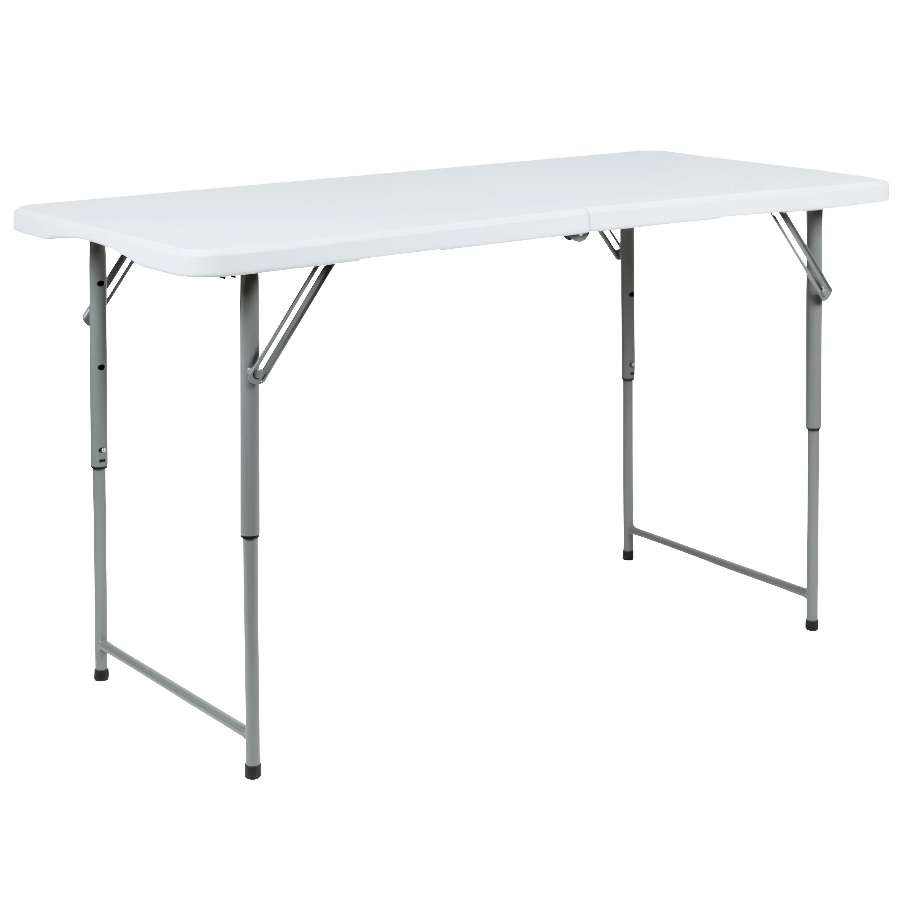 Height Adjustable Bi-Fold Plastic Folding Table with Carrying Handle - Image 13