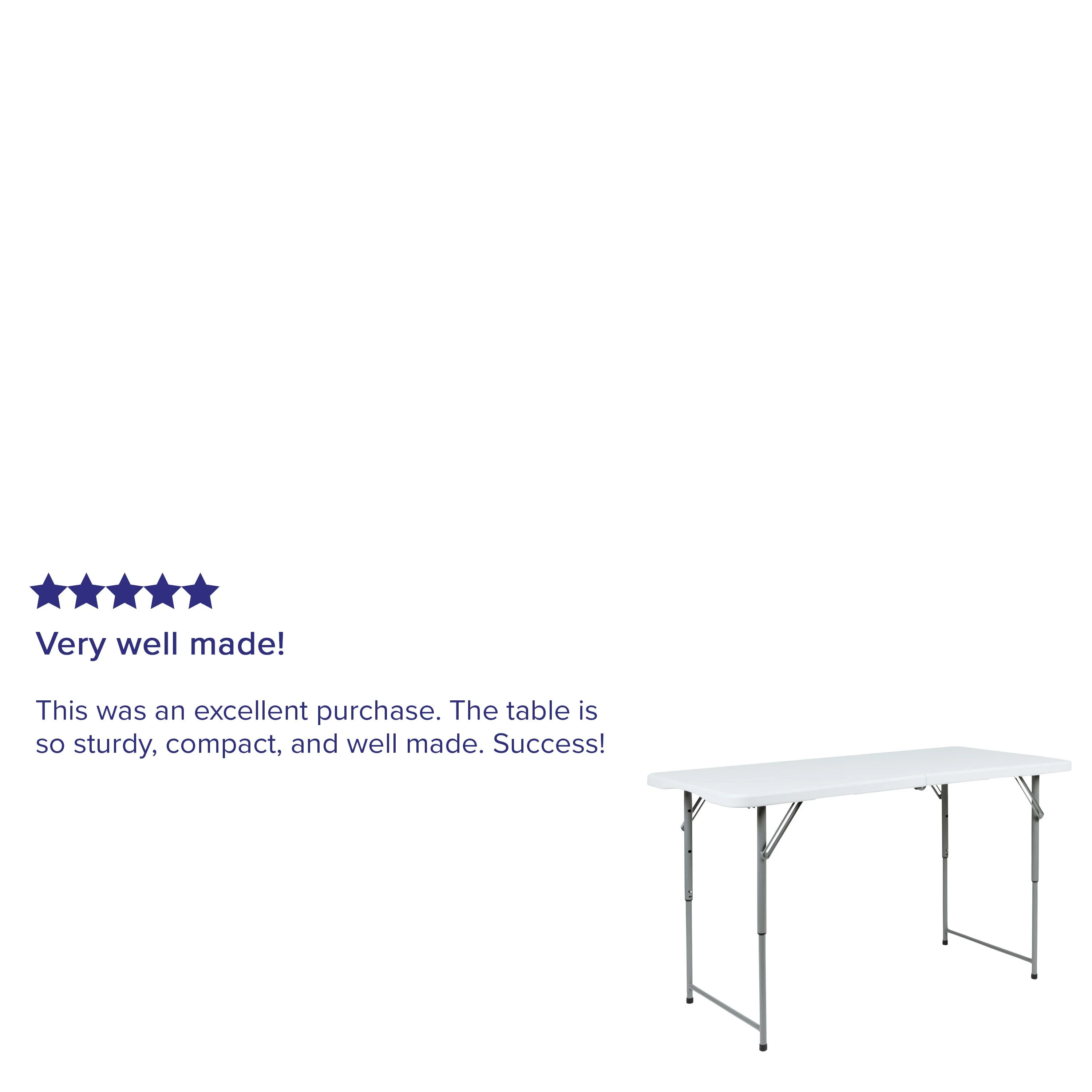 Height Adjustable Bi-Fold Plastic Folding Table with Carrying Handle - Image 4