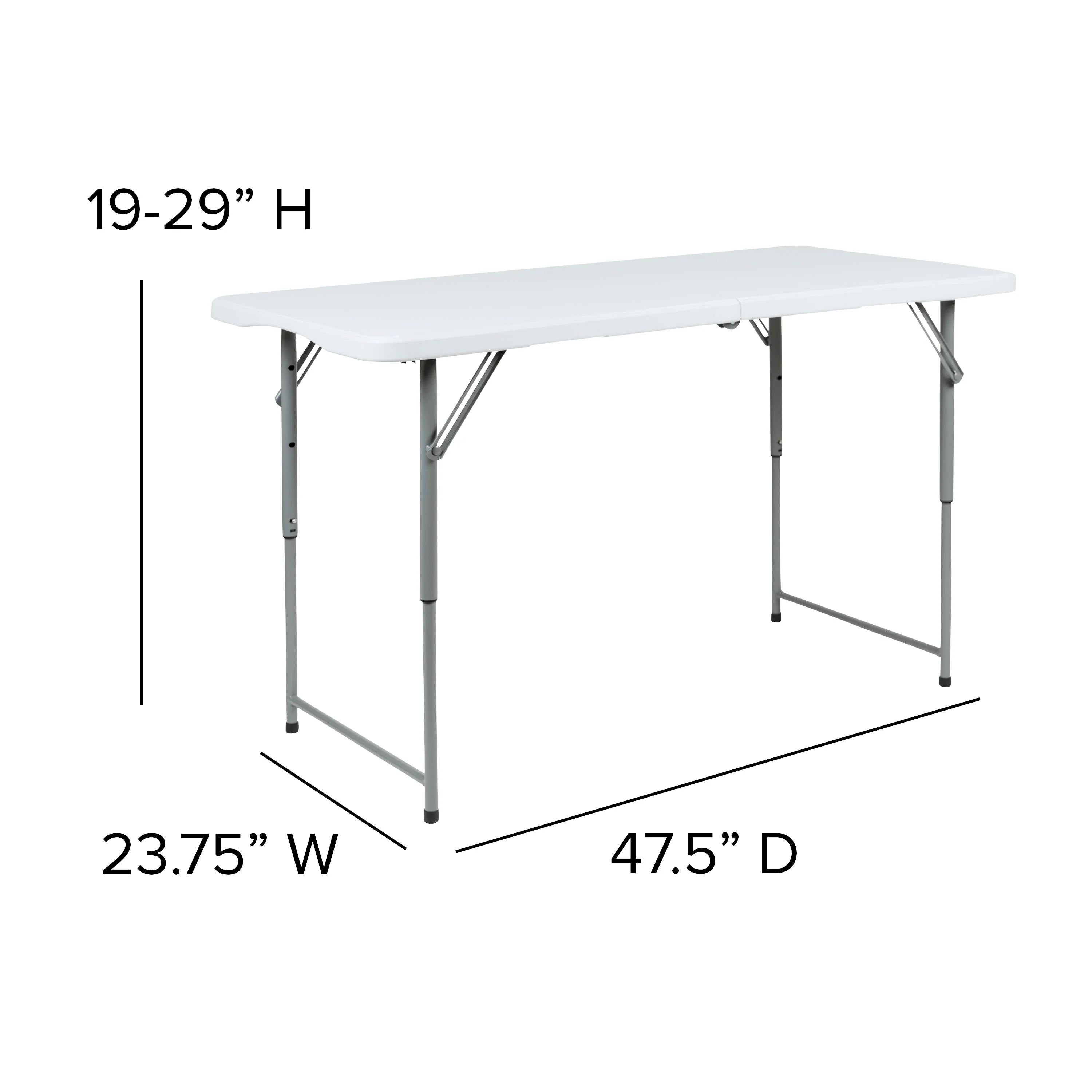 Height Adjustable Bi-Fold Plastic Folding Table with Carrying Handle - Image 6