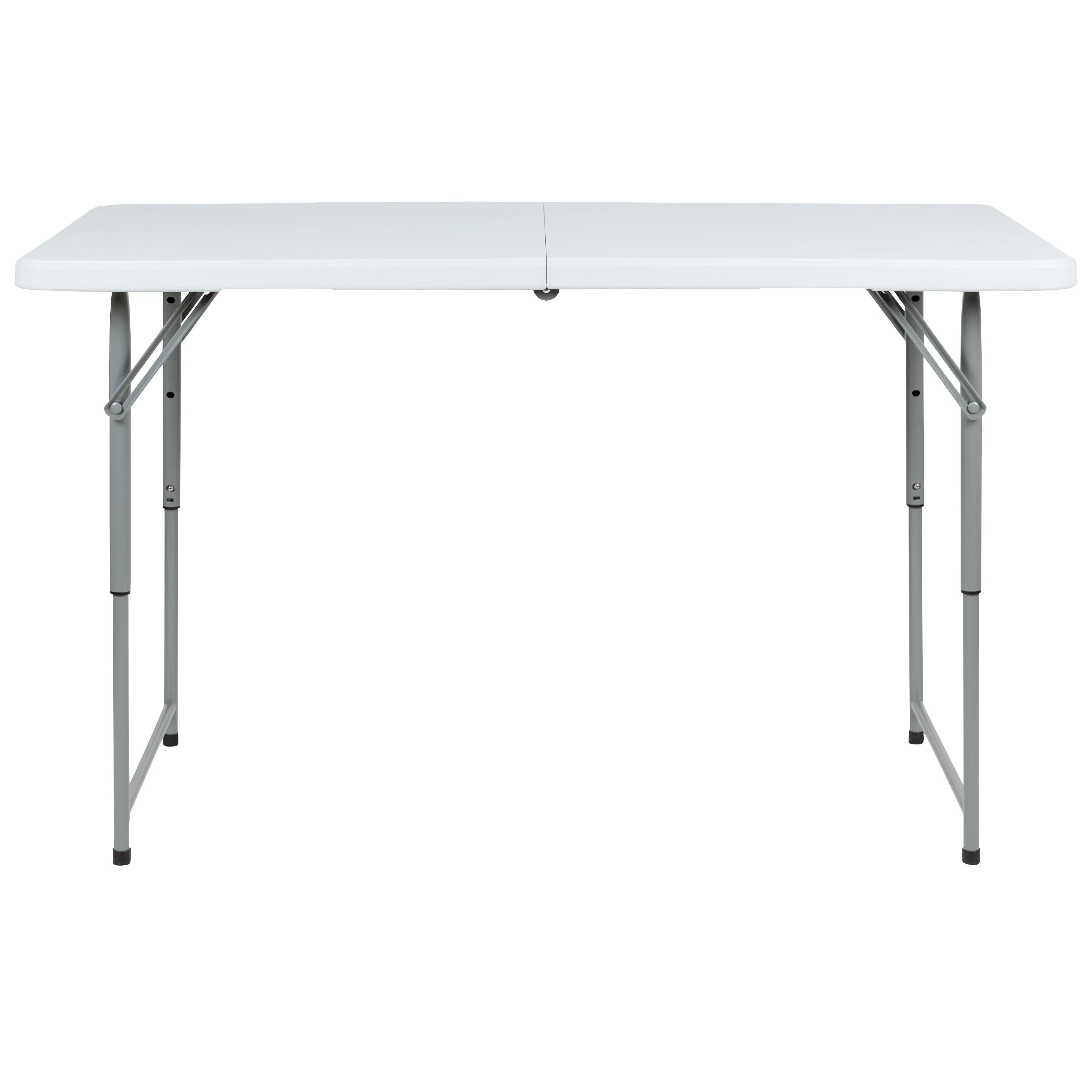 Height Adjustable Bi-Fold Plastic Folding Table with Carrying Handle - Image 9