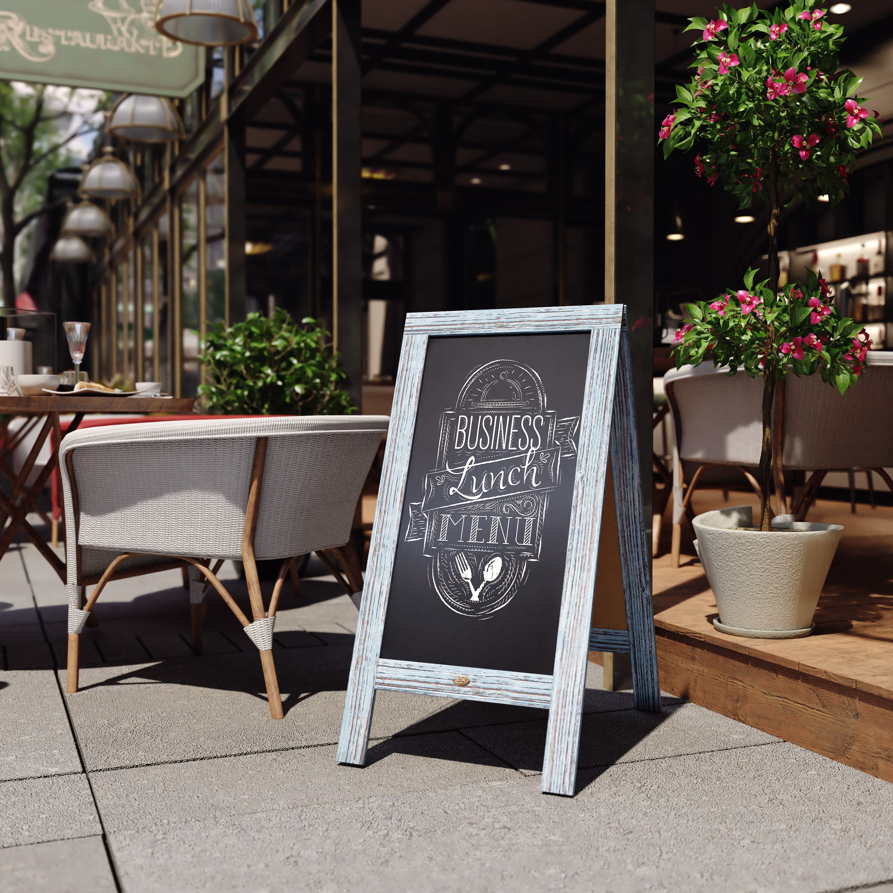 Canterbury Vintage Wooden A-Frame Magnetic Indoor/Outdoor Chalkboard Sign, Freestanding Double Sided Extra Large Message Board - Image 106