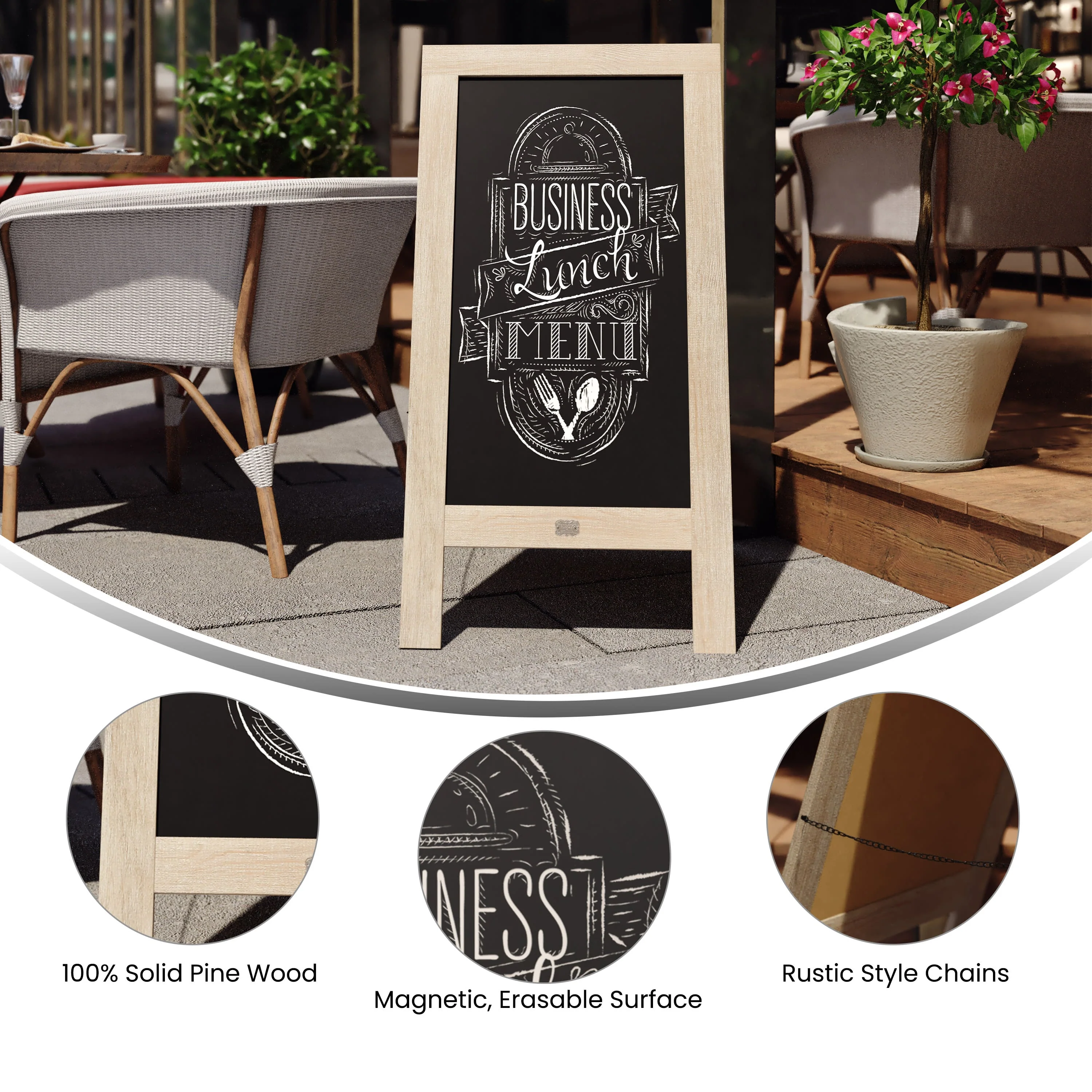 Canterbury Vintage Wooden A-Frame Magnetic Indoor/Outdoor Chalkboard Sign, Freestanding Double Sided Extra Large Message Board - Image 120