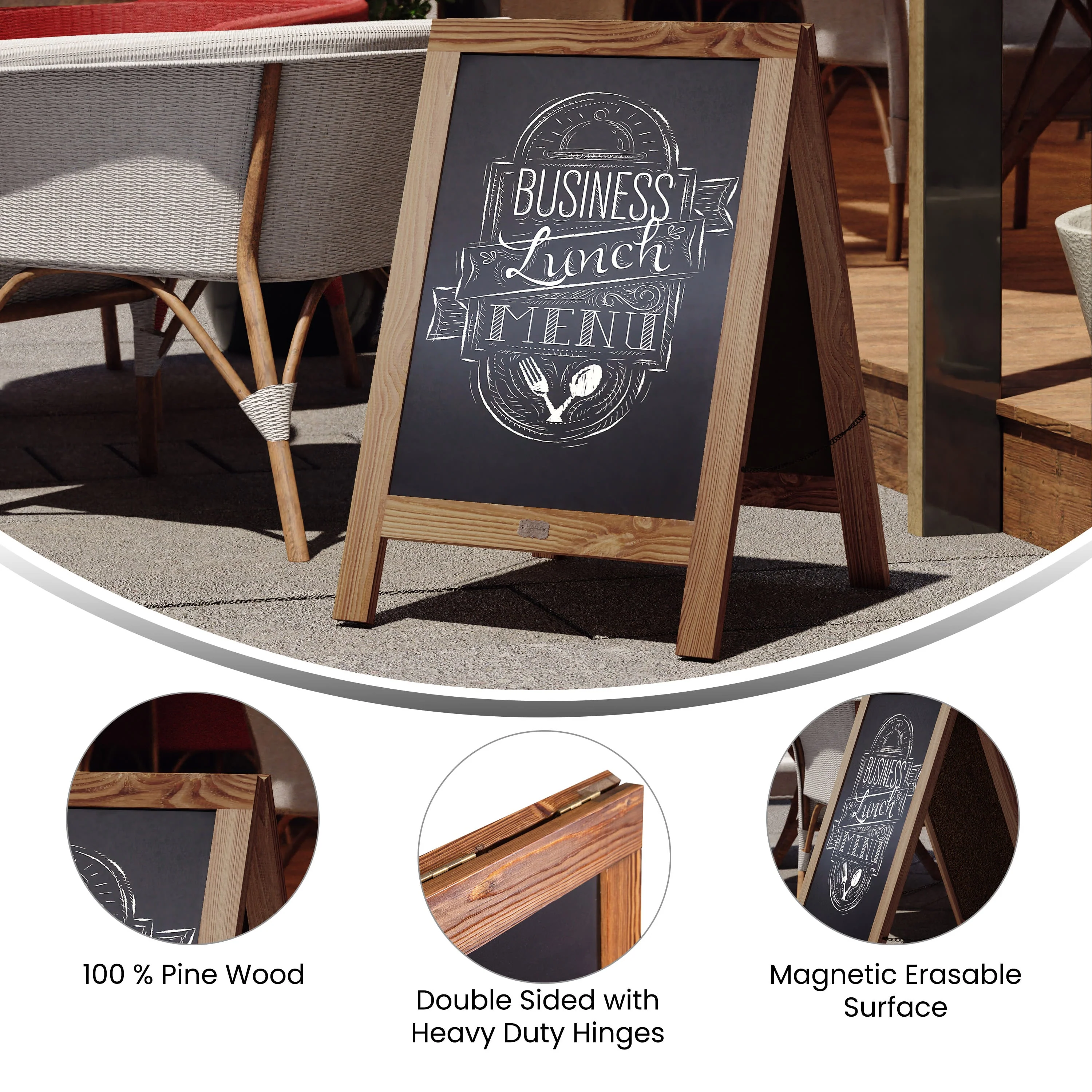 Canterbury Vintage Wooden A-Frame Magnetic Indoor/Outdoor Chalkboard Sign, Freestanding Double Sided Extra Large Message Board - Image 27