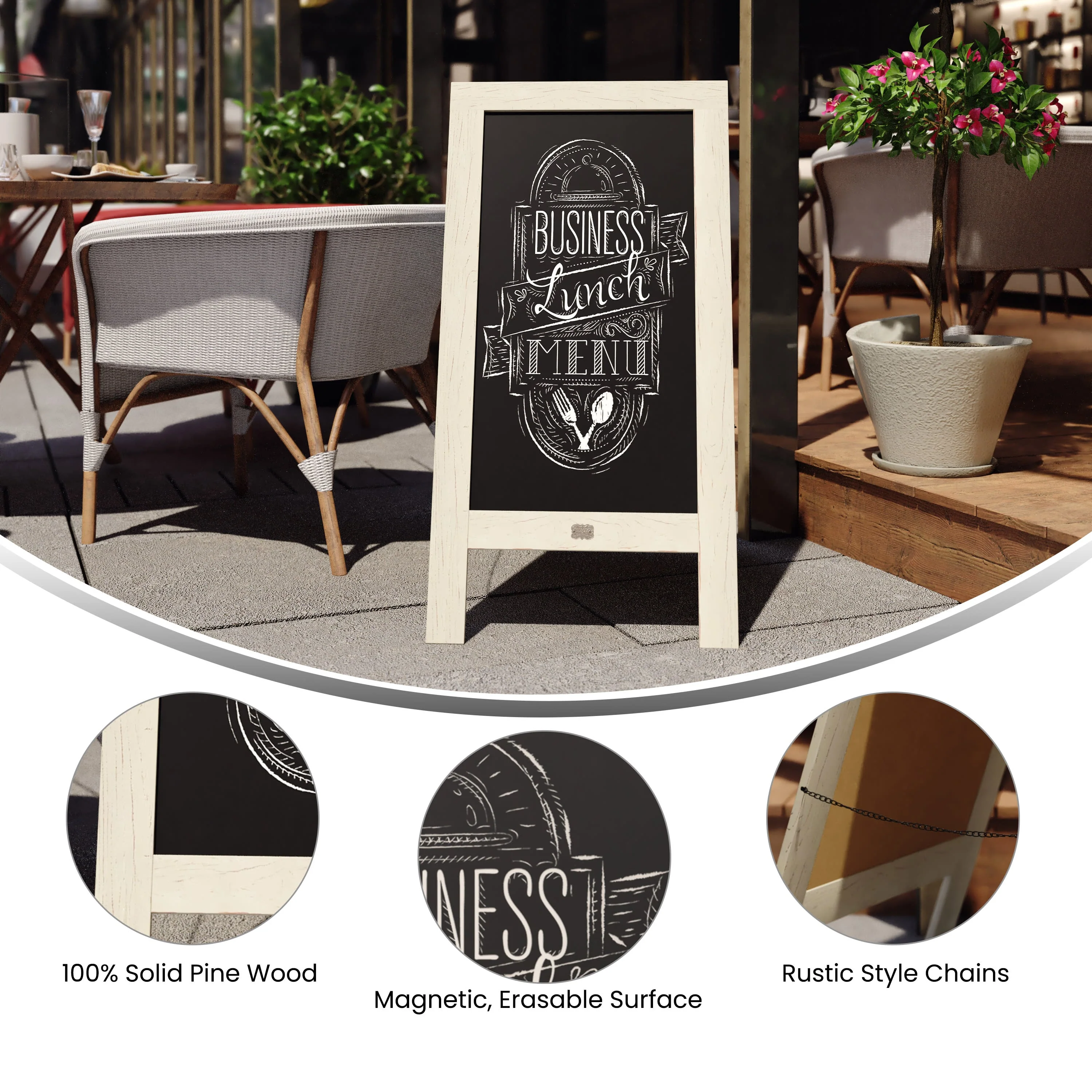 Canterbury Vintage Wooden A-Frame Magnetic Indoor/Outdoor Chalkboard Sign, Freestanding Double Sided Extra Large Message Board - Image 38