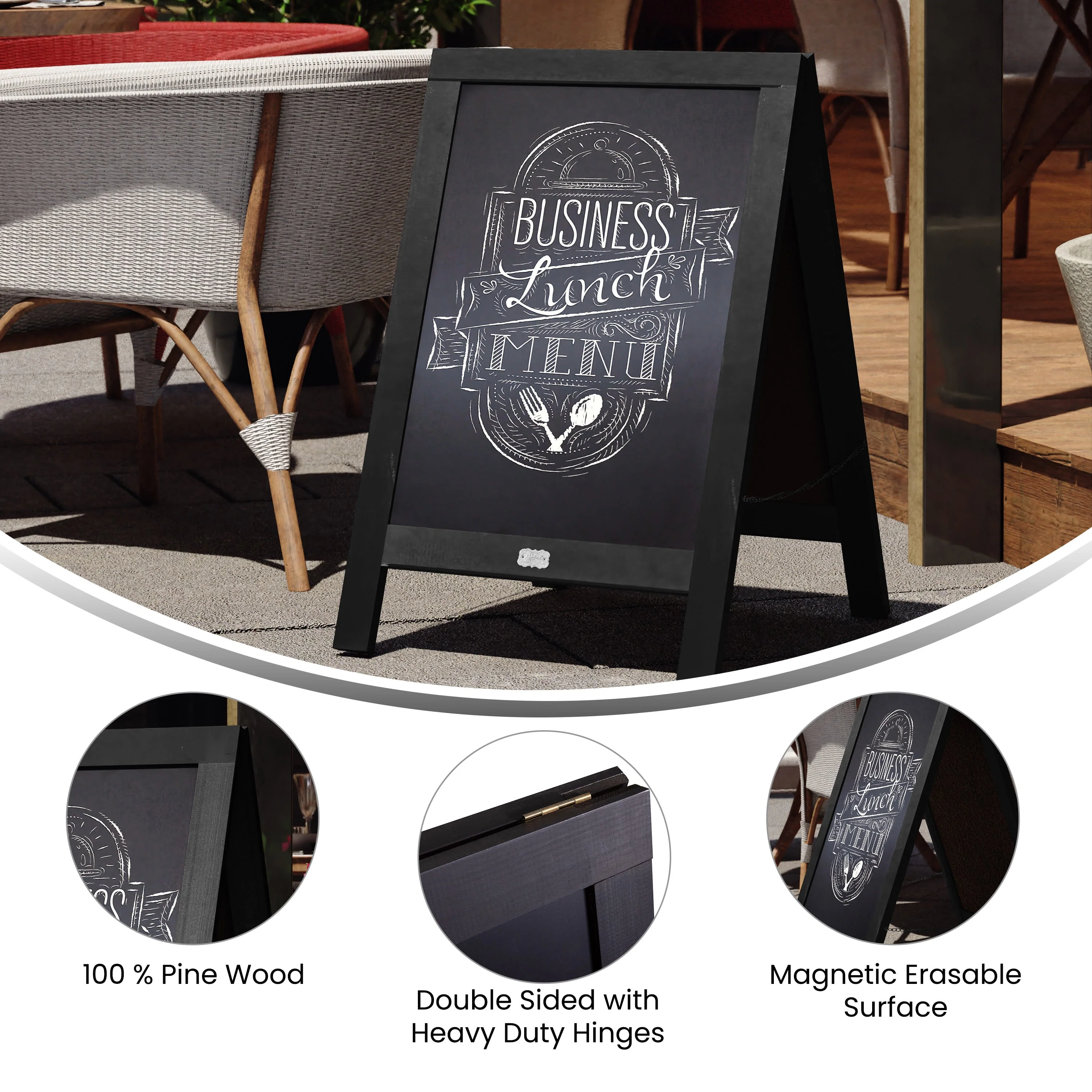Canterbury Vintage Wooden A-Frame Magnetic Indoor/Outdoor Chalkboard Sign, Freestanding Double Sided Extra Large Message Board - Image 61