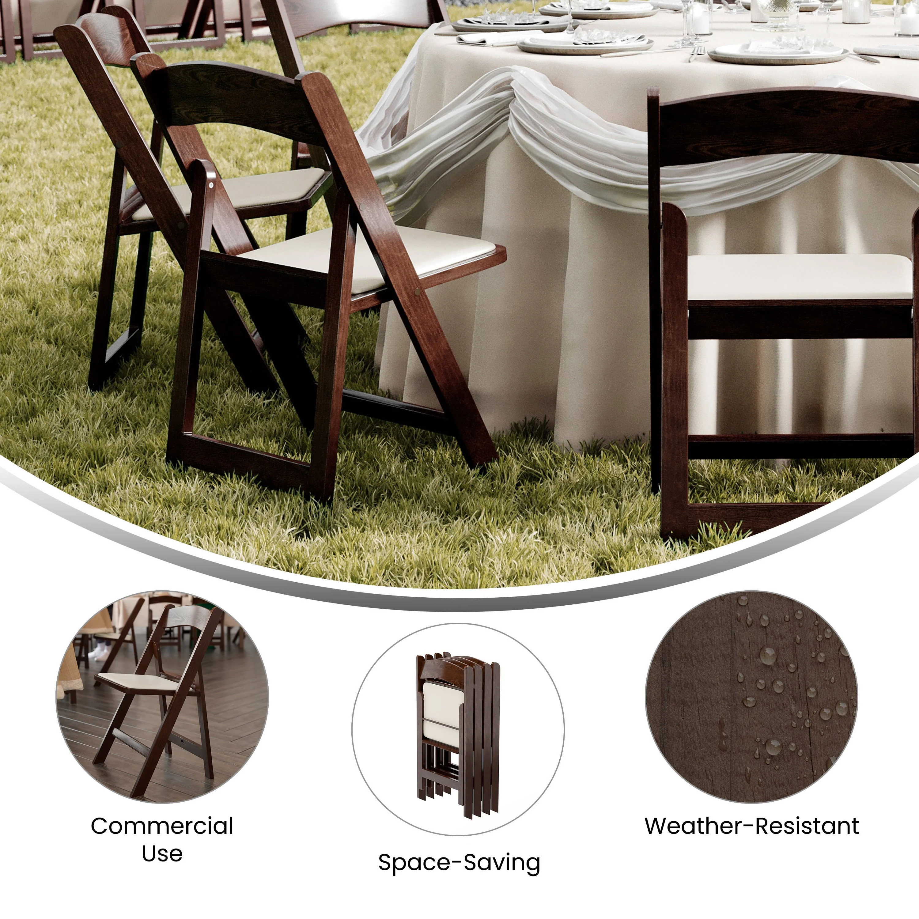 HERCULES Commercial Indoor/Outdoor Lightweight Wood Look Resin Folding Event Chair - Image 15