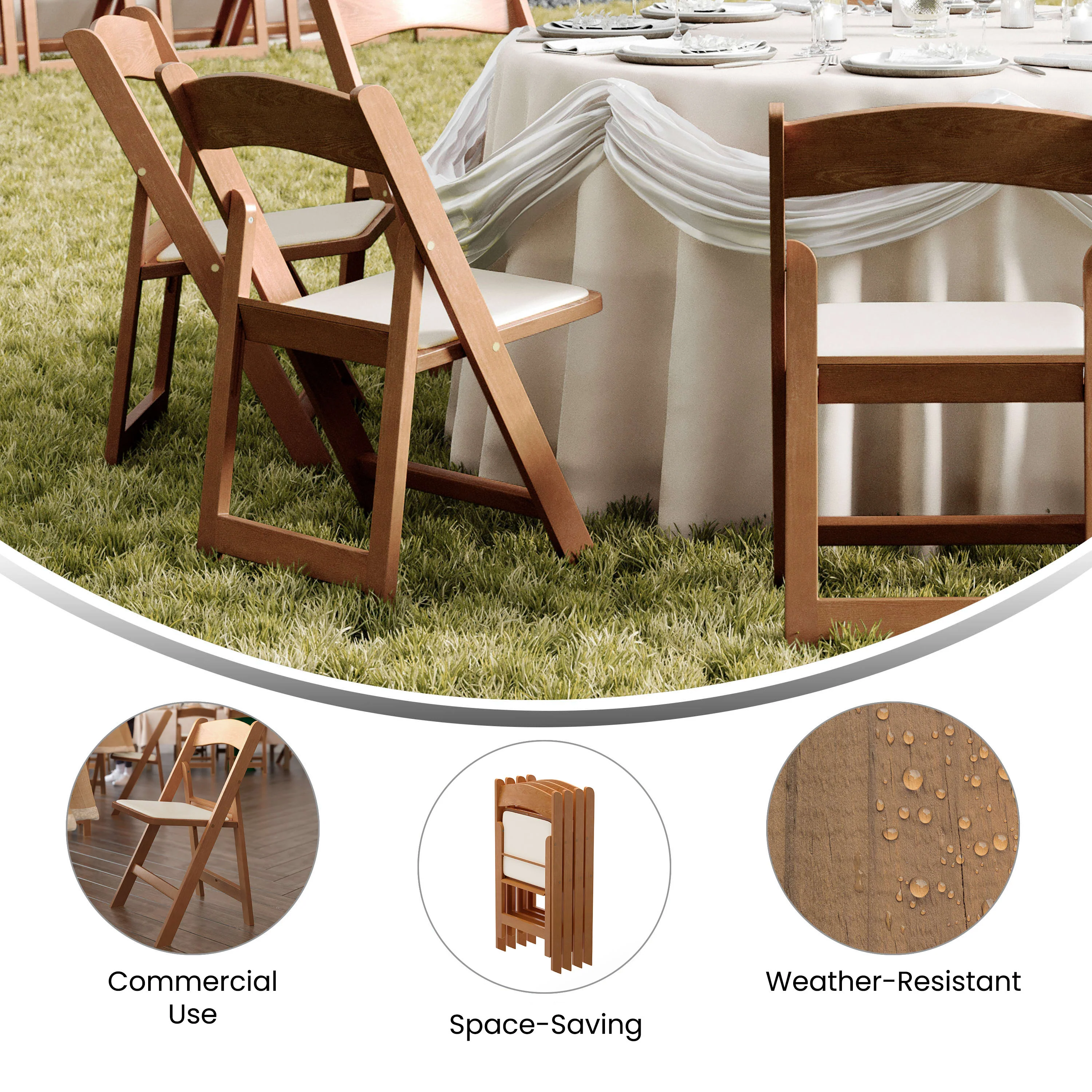 HERCULES Commercial Indoor/Outdoor Lightweight Wood Look Resin Folding Event Chair - Image 4