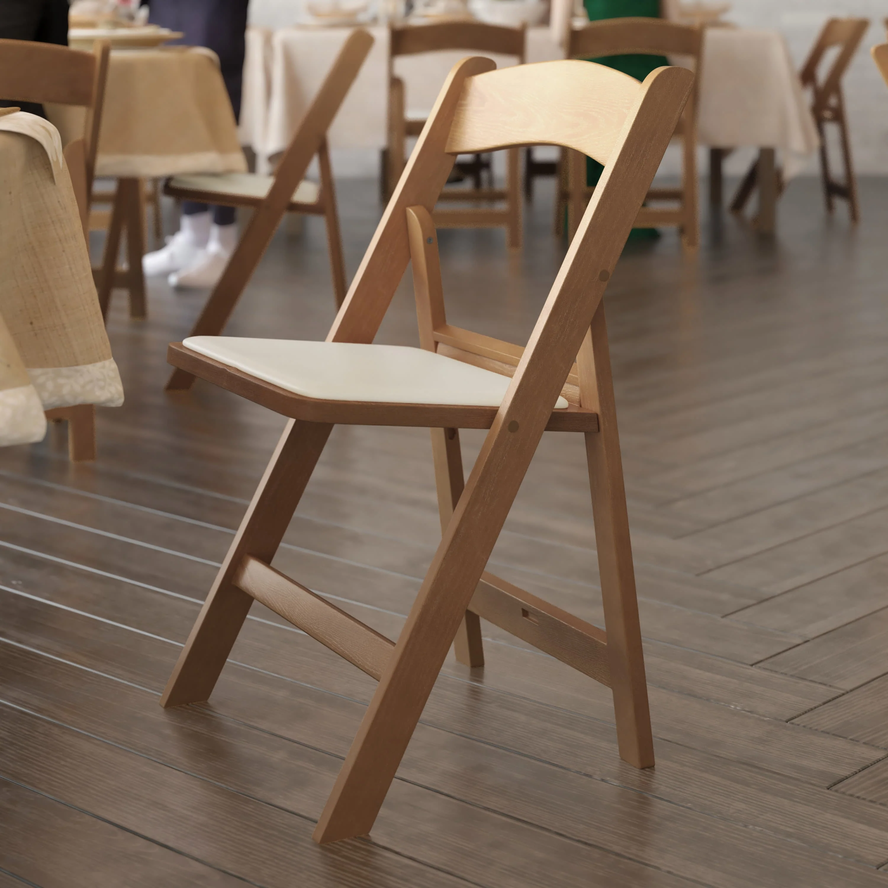 HERCULES Commercial Indoor/Outdoor Lightweight Wood Look Resin Folding Event Chair - Image 6