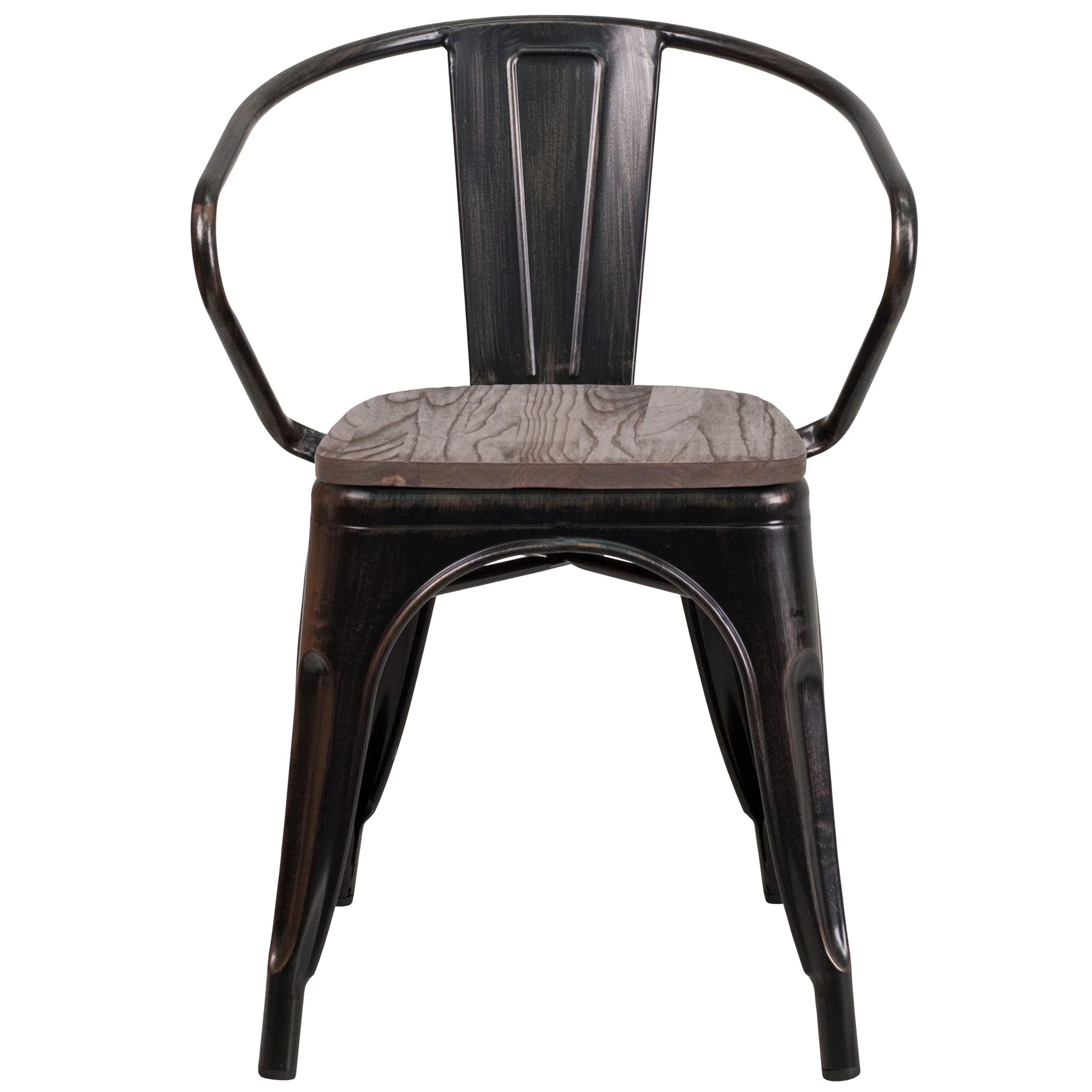 Metal Chair with Wood Seat and Arms - Image 10