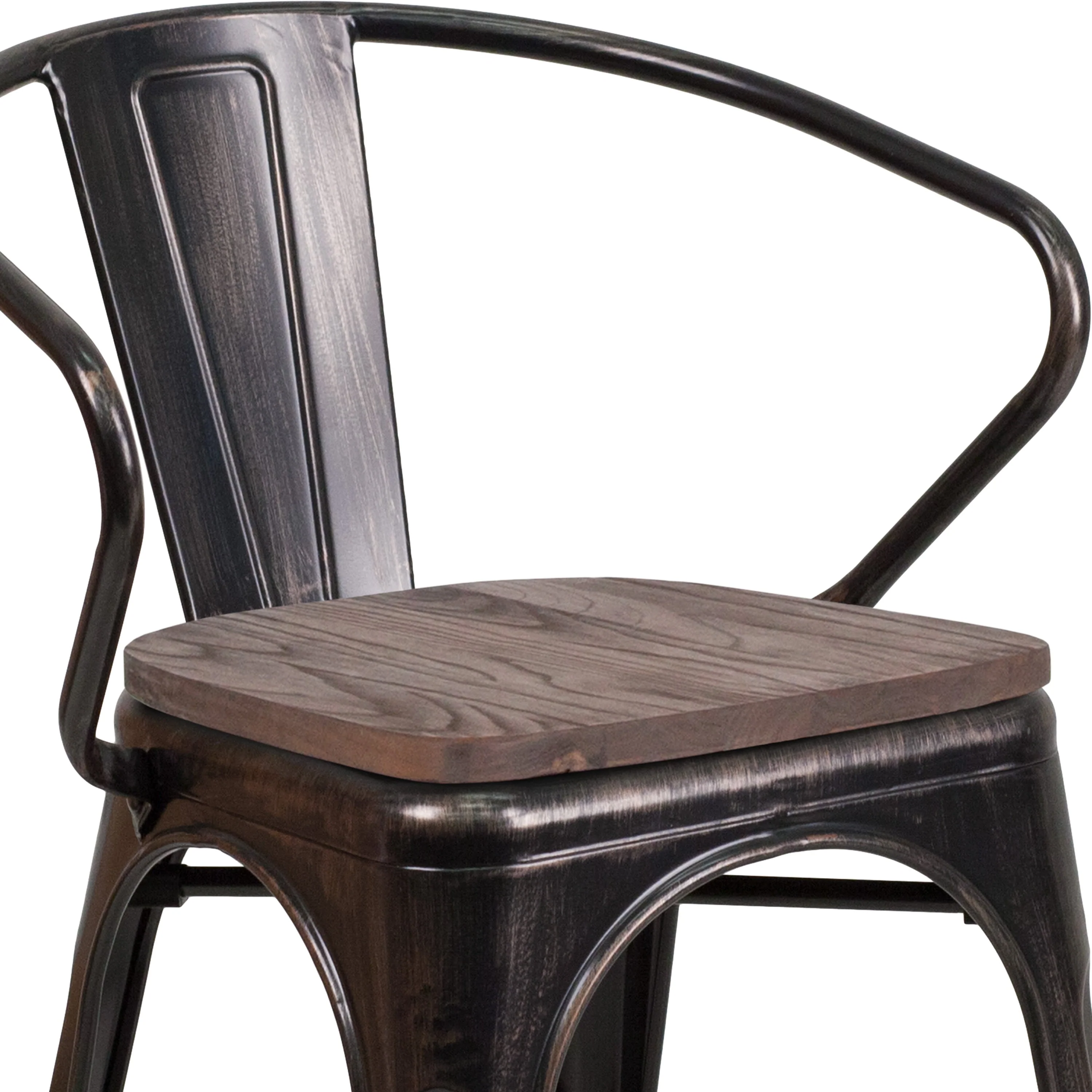 Metal Chair with Wood Seat and Arms - Image 11