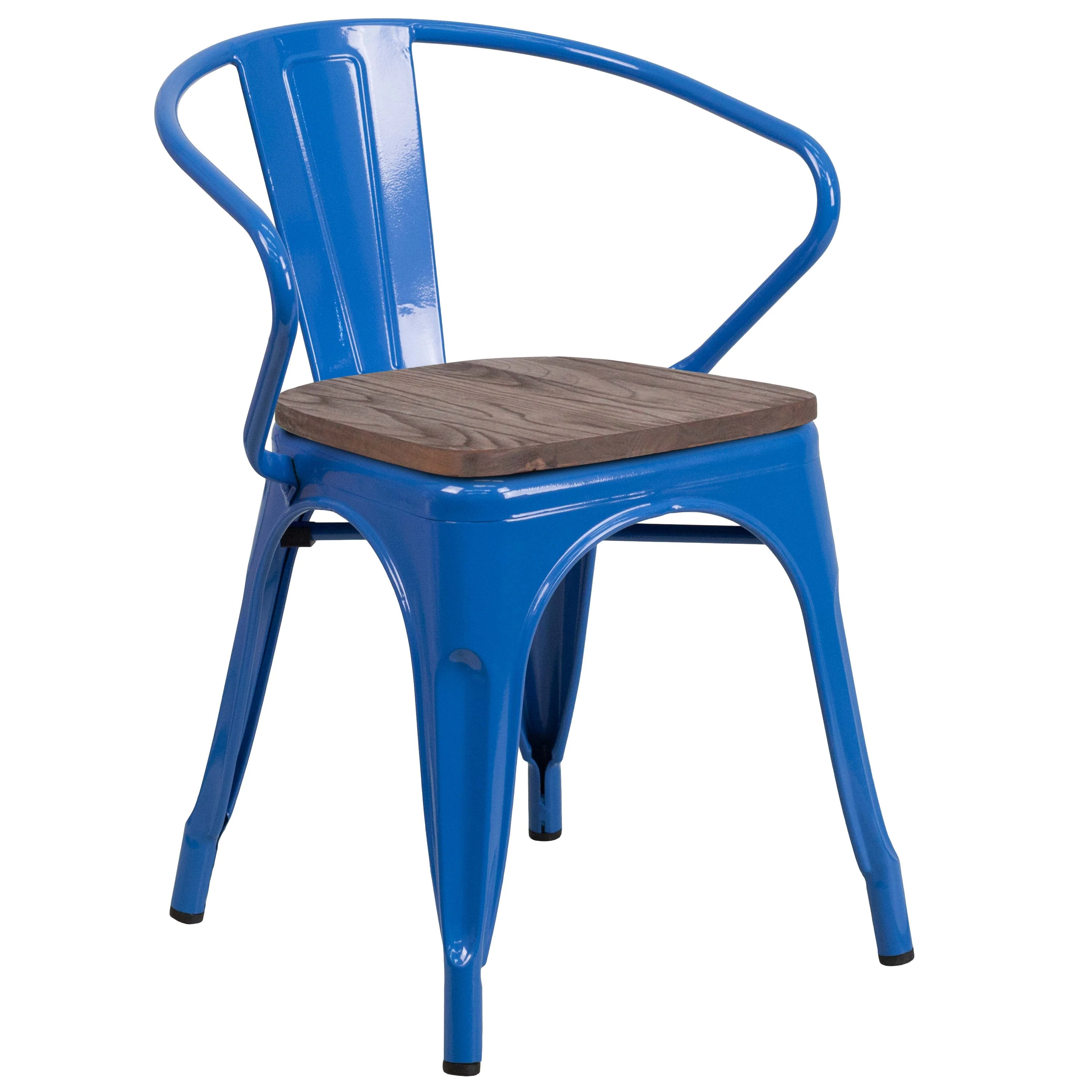 Metal Chair with Wood Seat and Arms - Image 13