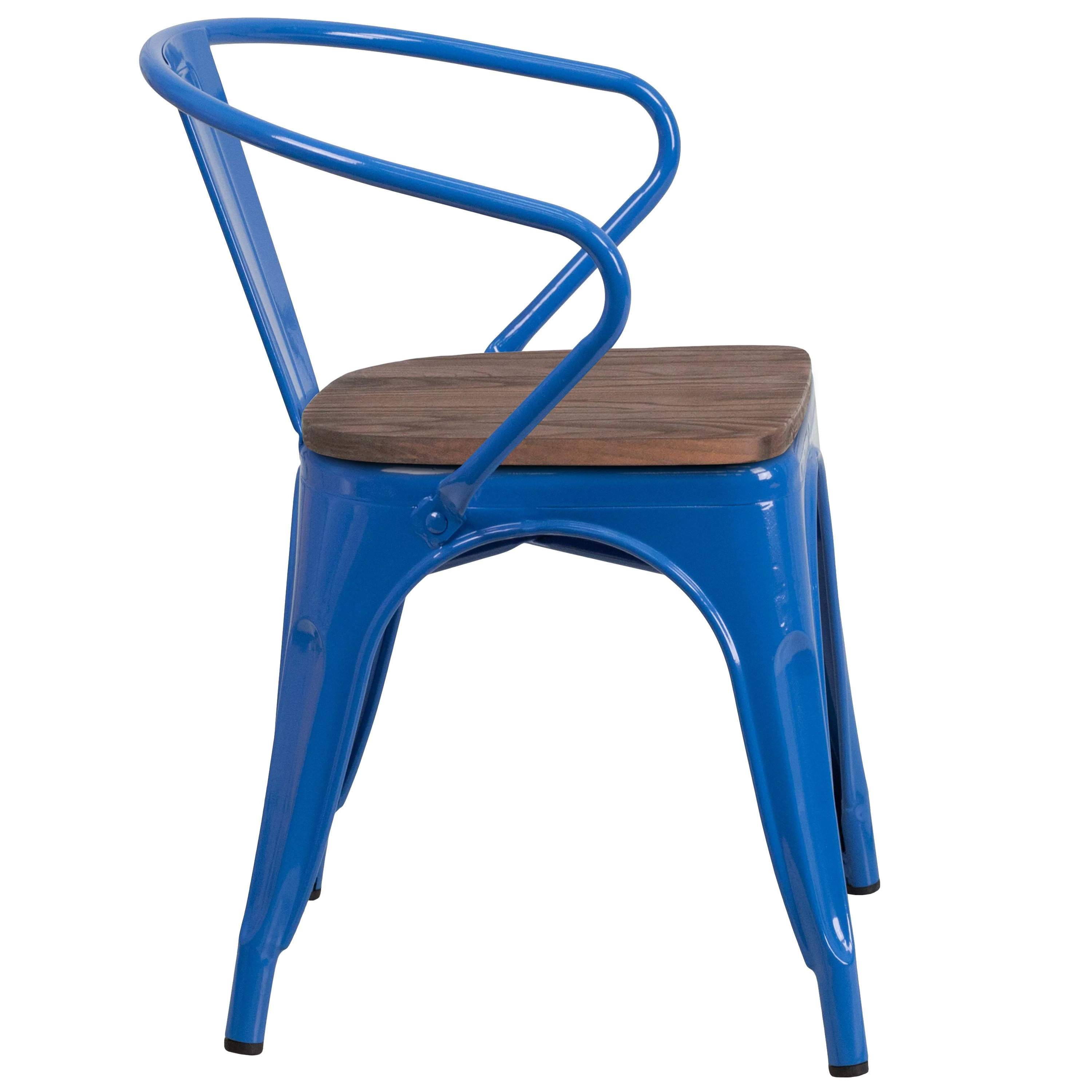 Metal Chair with Wood Seat and Arms - Image 17