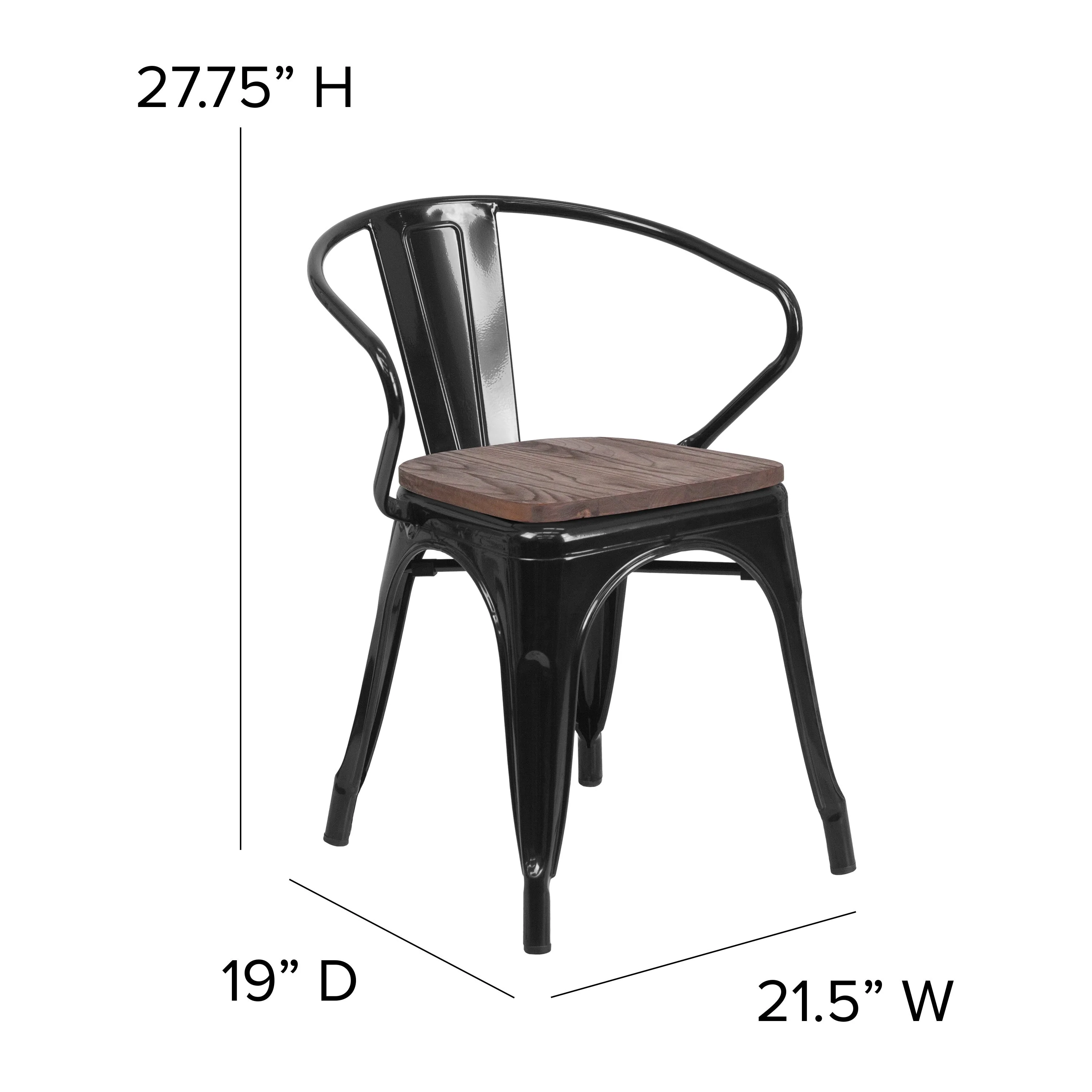 Metal Chair with Wood Seat and Arms - Image 31