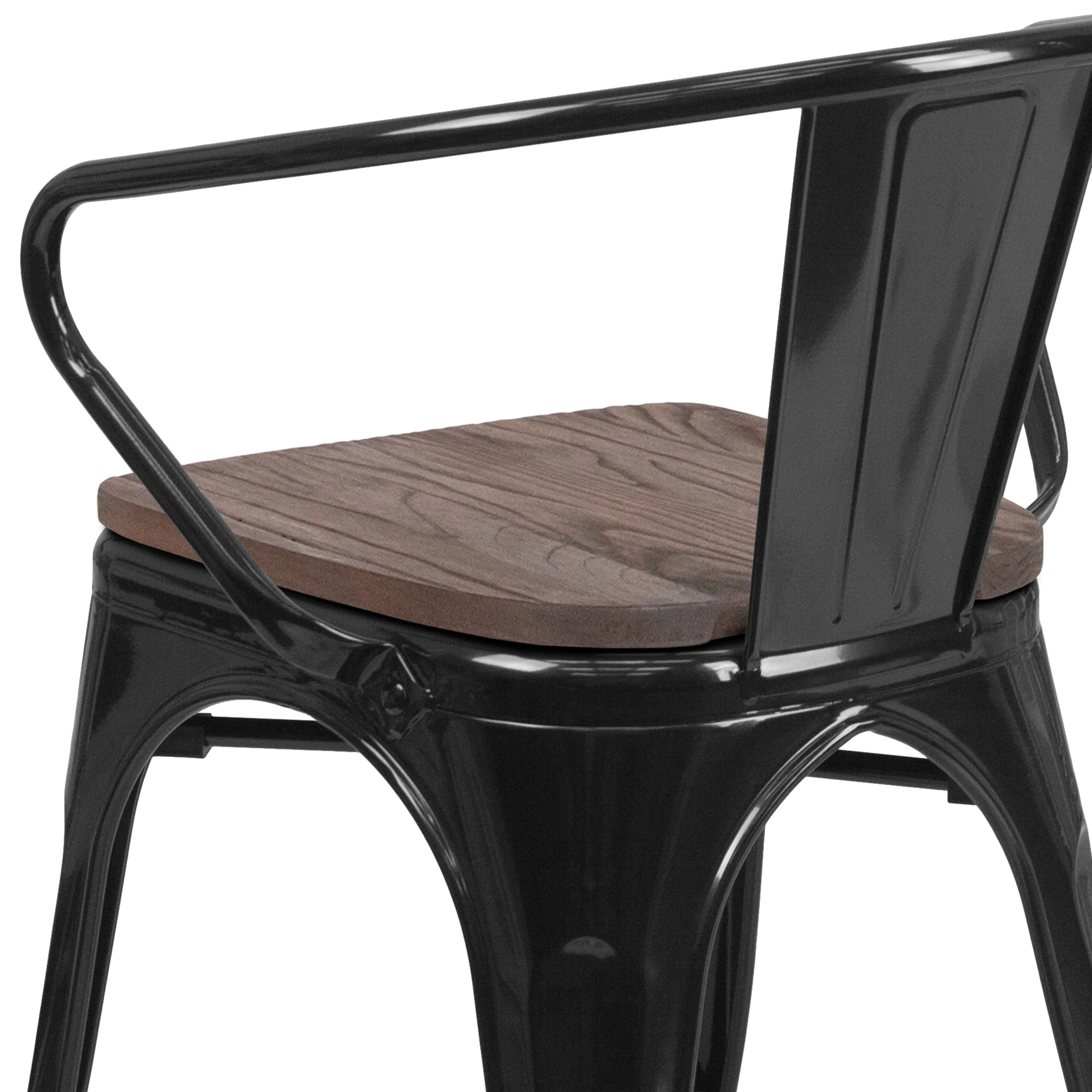 Metal Chair with Wood Seat and Arms - Image 33