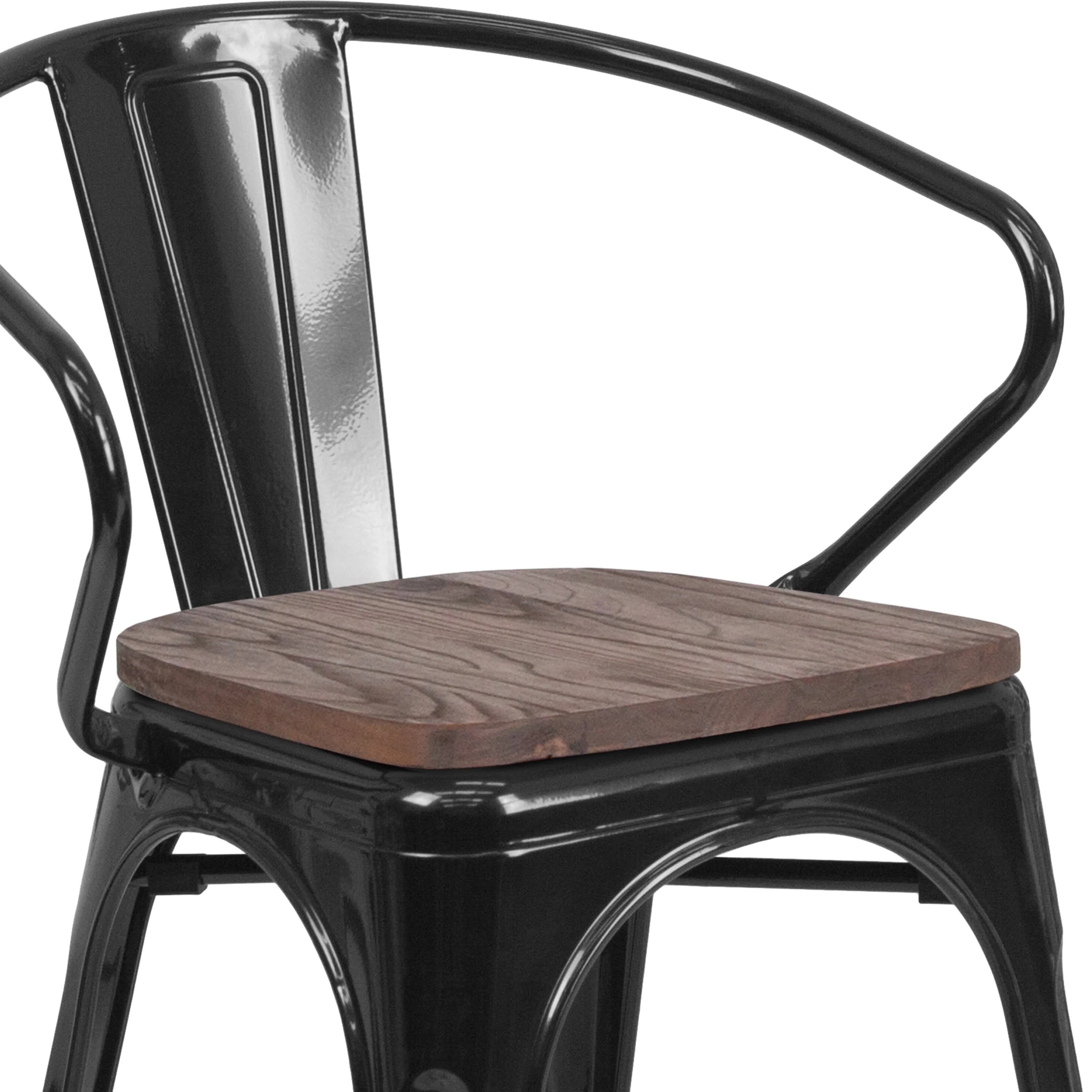 Metal Chair with Wood Seat and Arms - Image 36