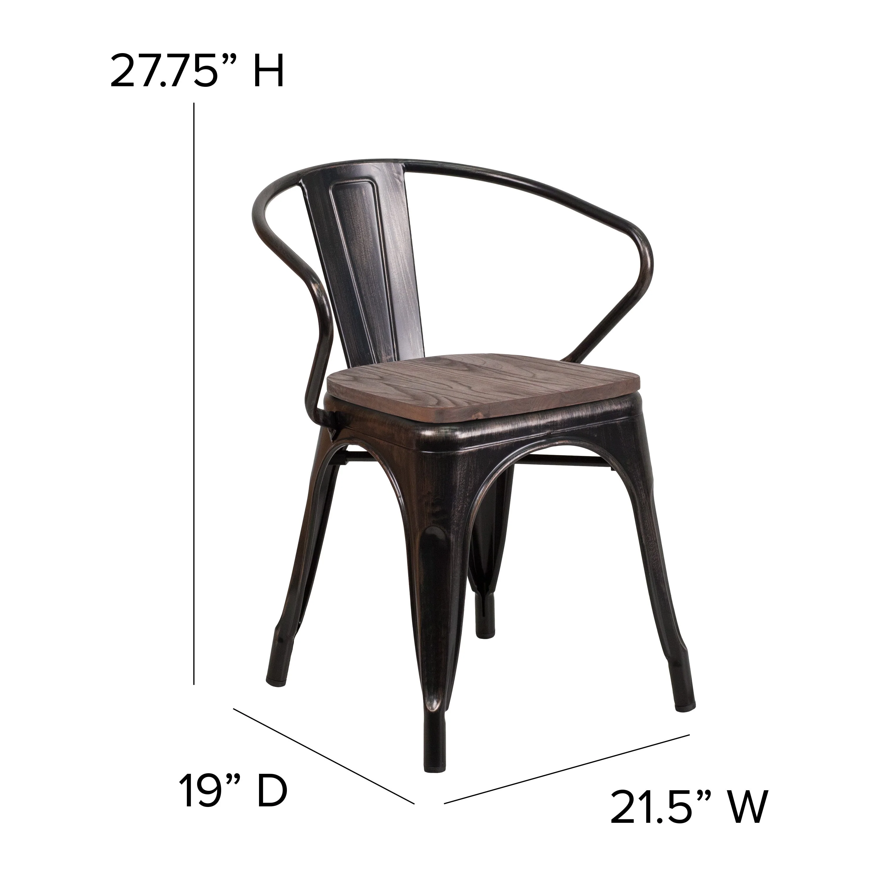 Metal Chair with Wood Seat and Arms - Image 6