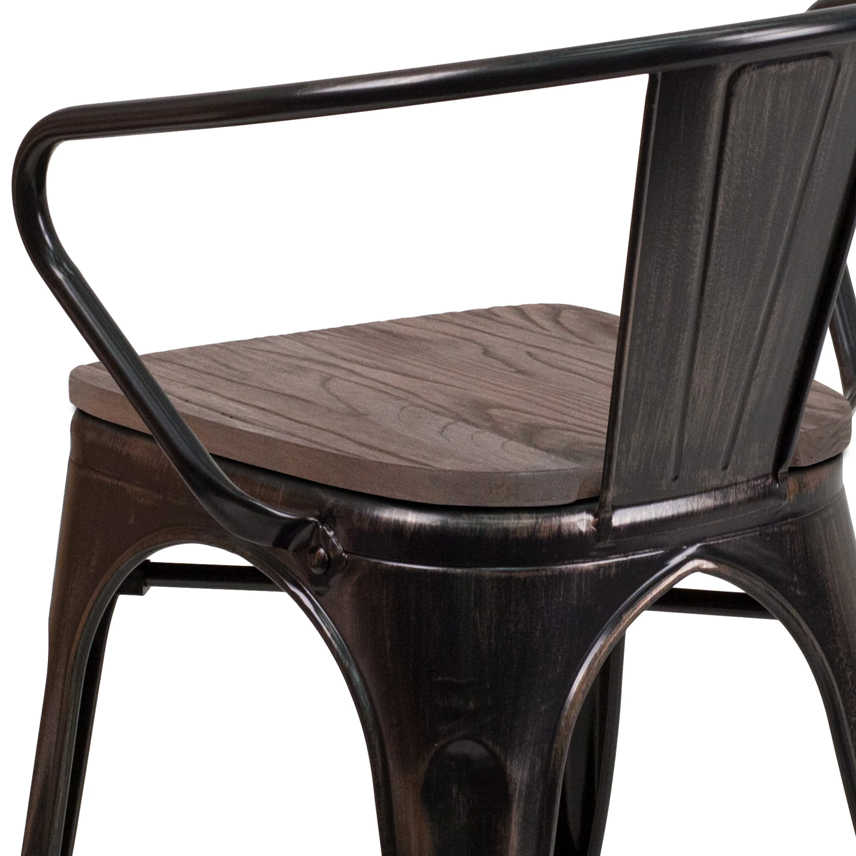 Metal Chair with Wood Seat and Arms - Image 8