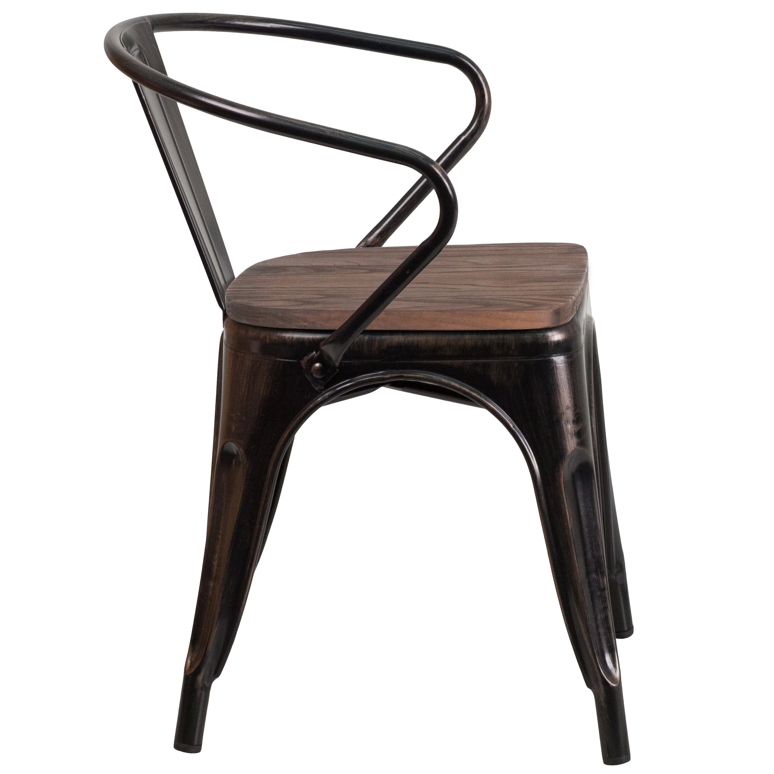 Metal Chair with Wood Seat and Arms - Image 9