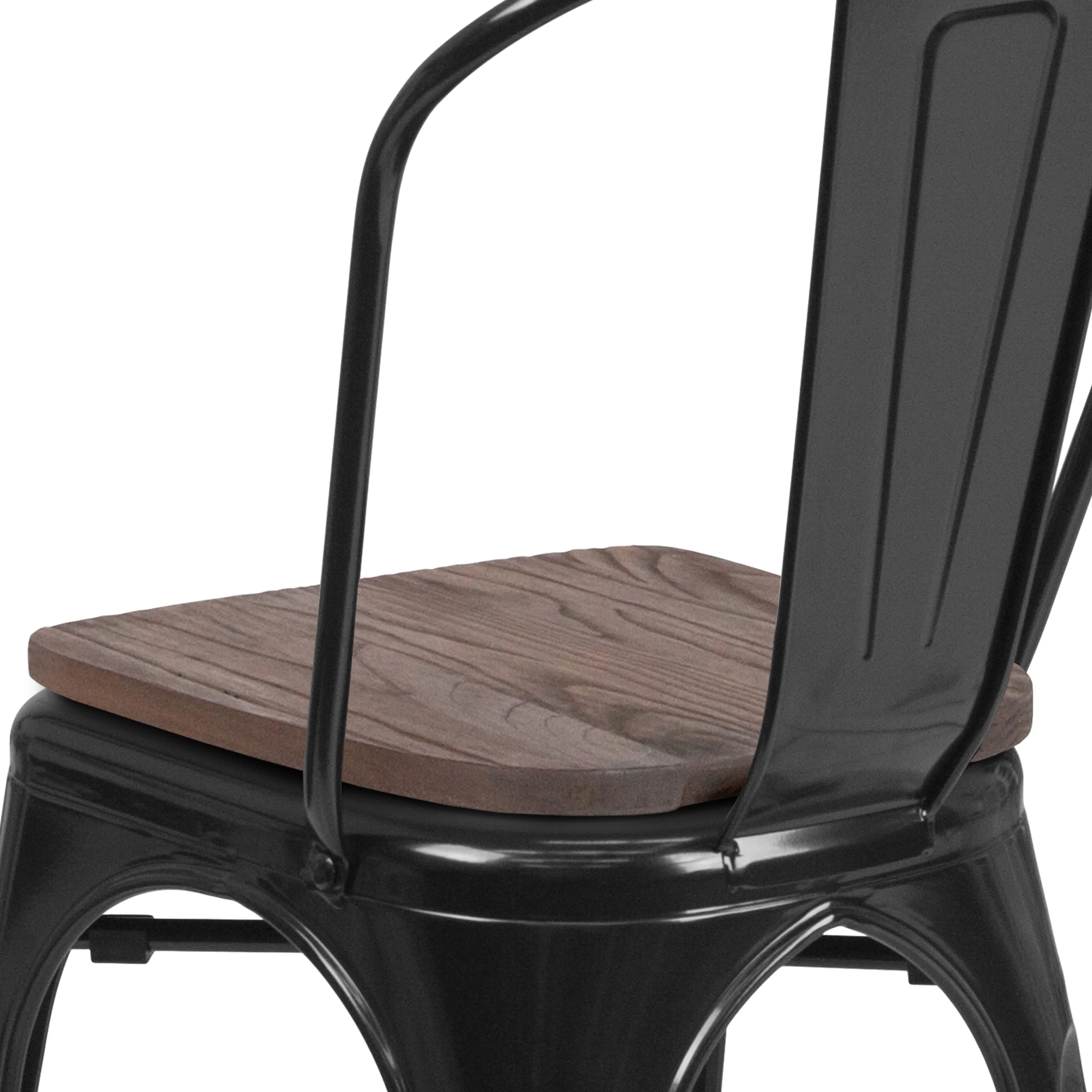 Metal Stackable Chair with Wood Seat - Image 10