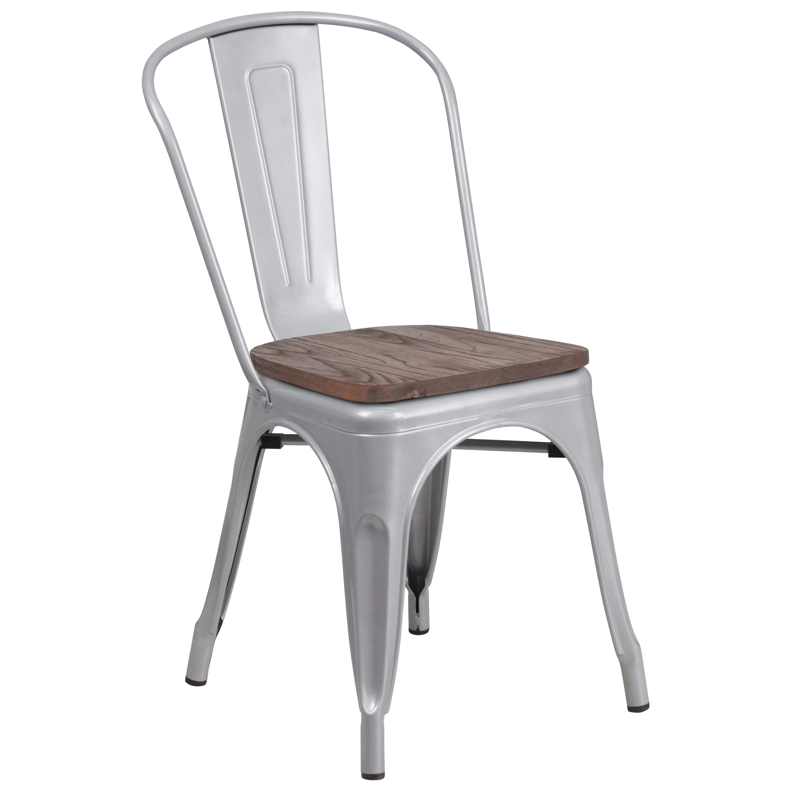 Metal Stackable Chair with Wood Seat - Image 12