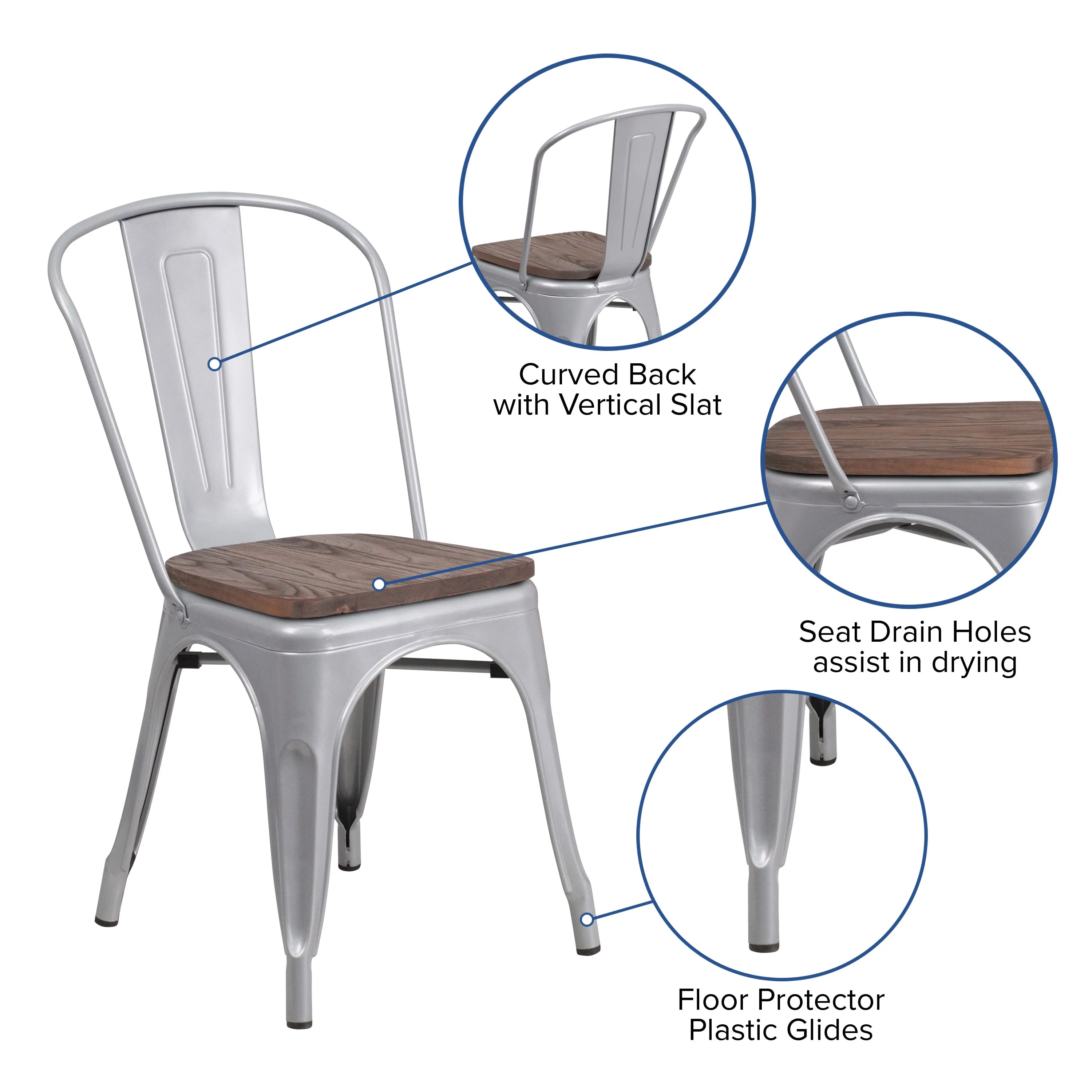 Metal Stackable Chair with Wood Seat - Image 15