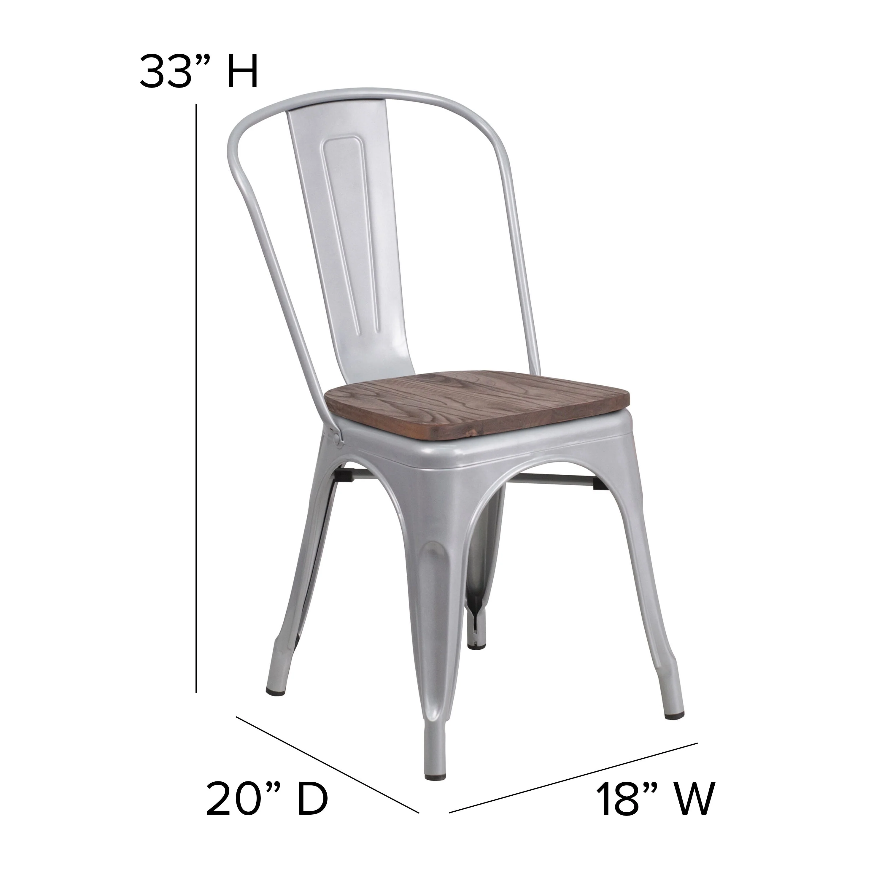 Metal Stackable Chair with Wood Seat - Image 16