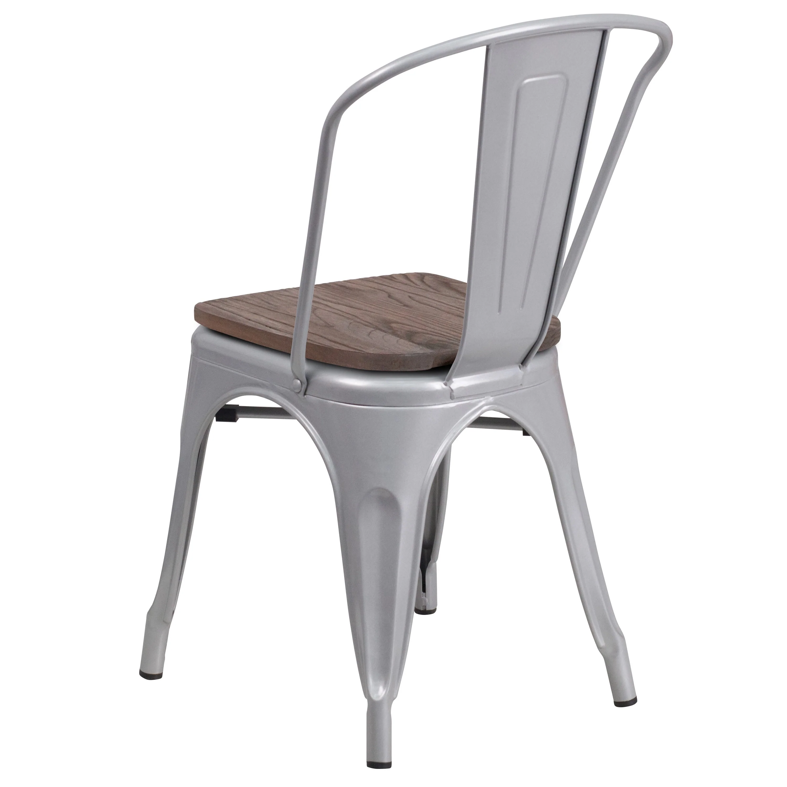 Metal Stackable Chair with Wood Seat - Image 17