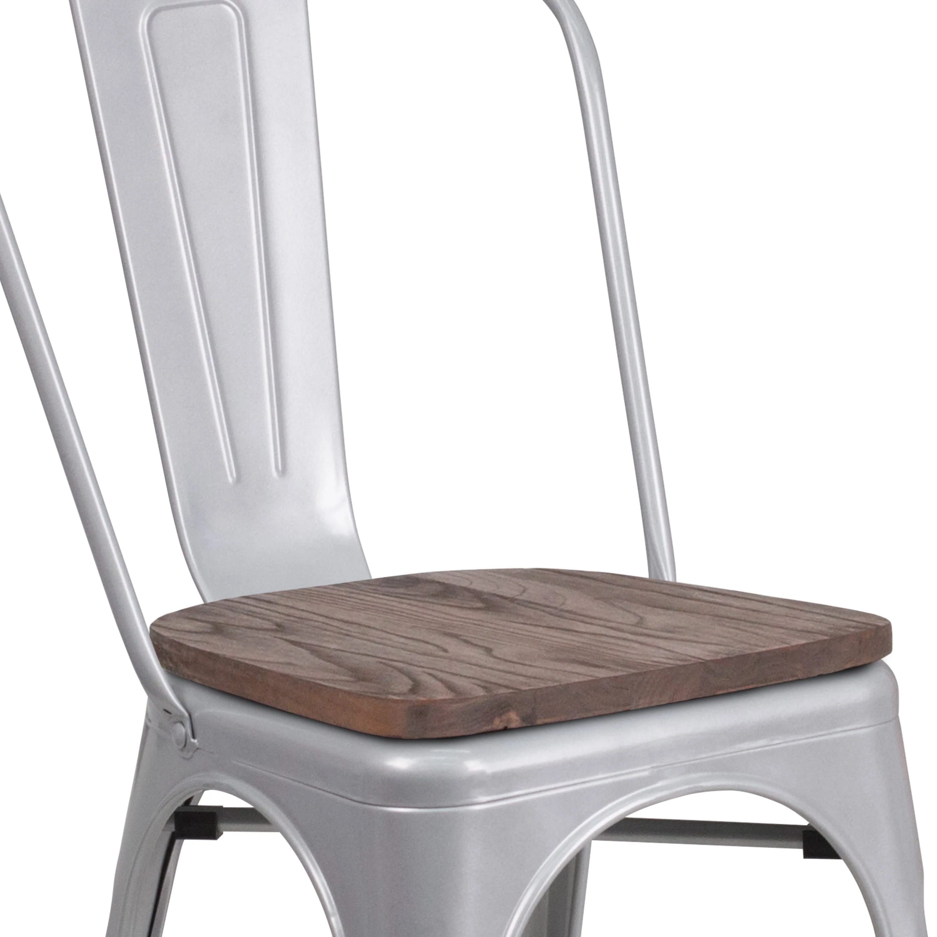 Metal Stackable Chair with Wood Seat - Image 18