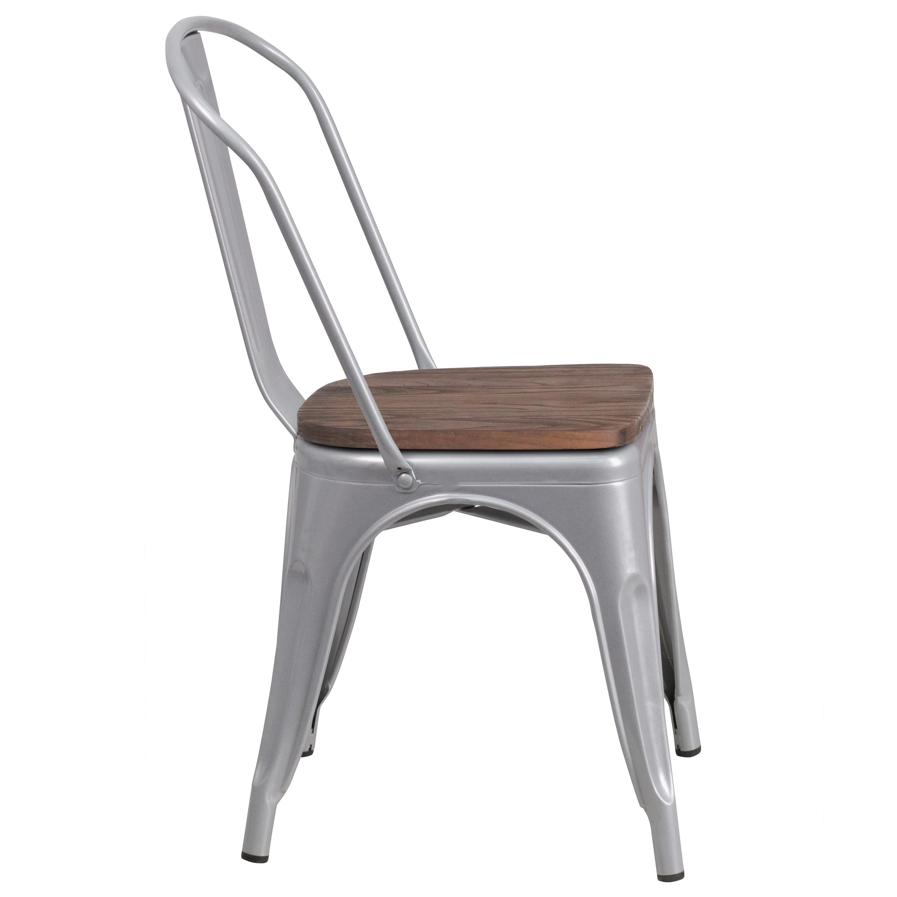 Metal Stackable Chair with Wood Seat - Image 19