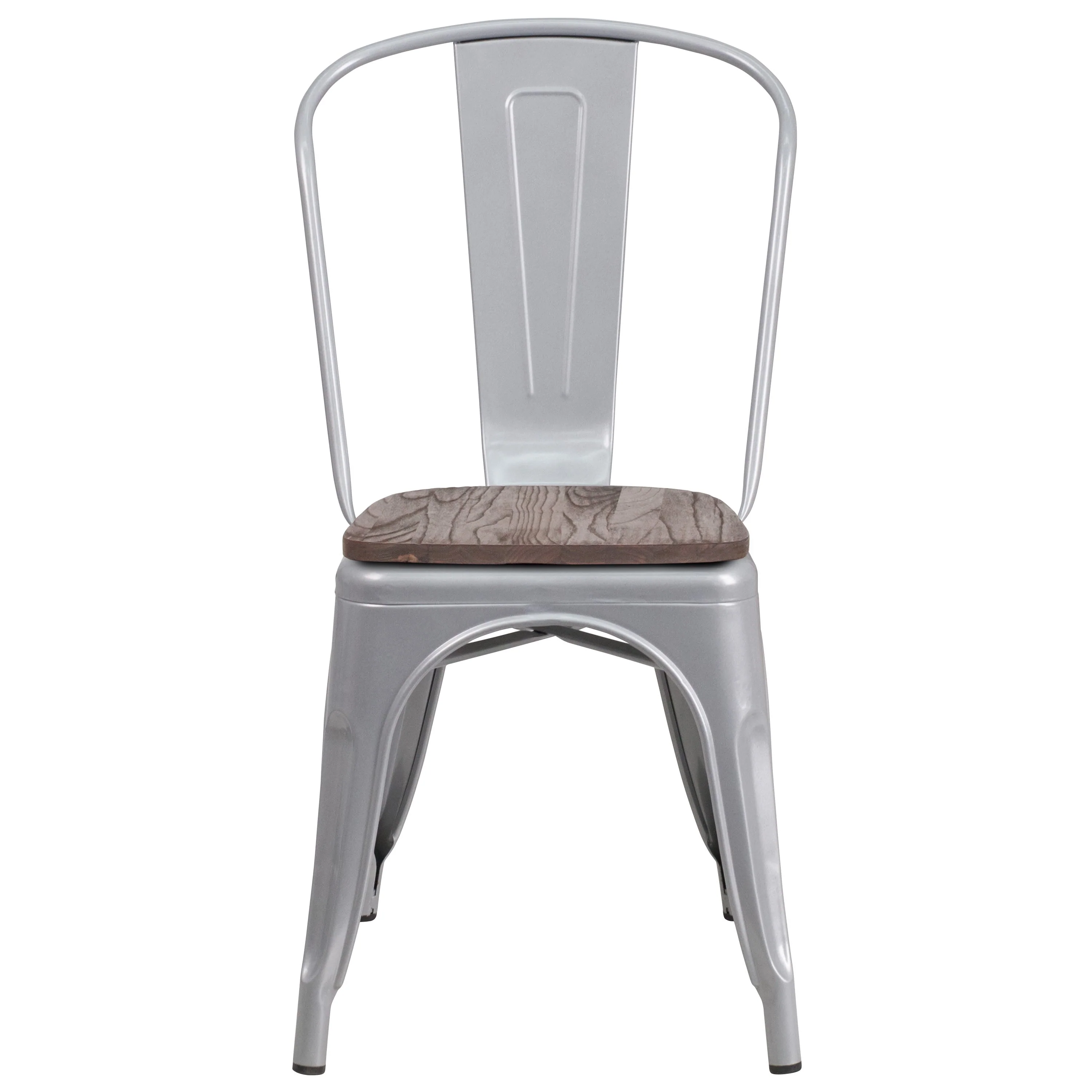 Metal Stackable Chair with Wood Seat - Image 20