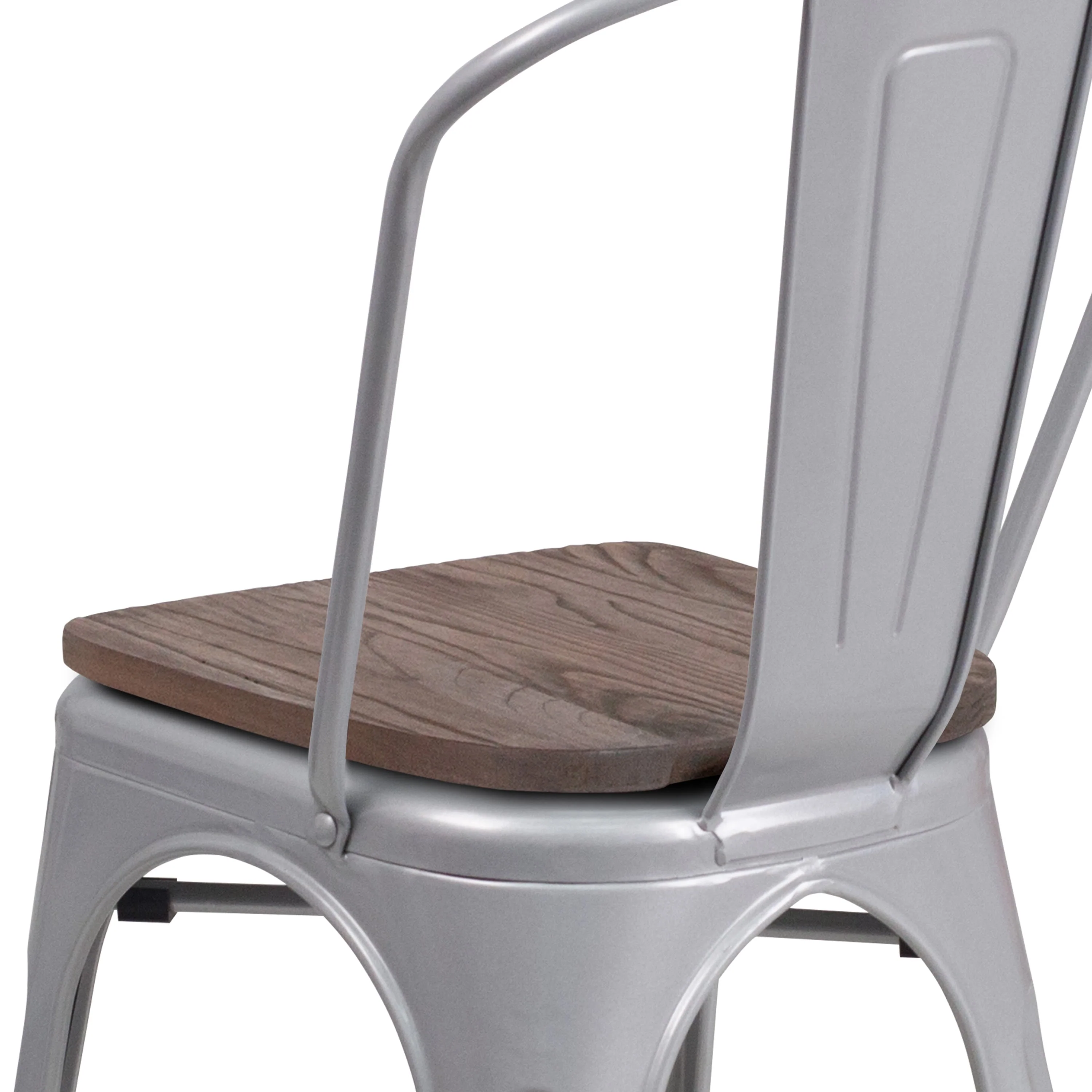 Metal Stackable Chair with Wood Seat - Image 21