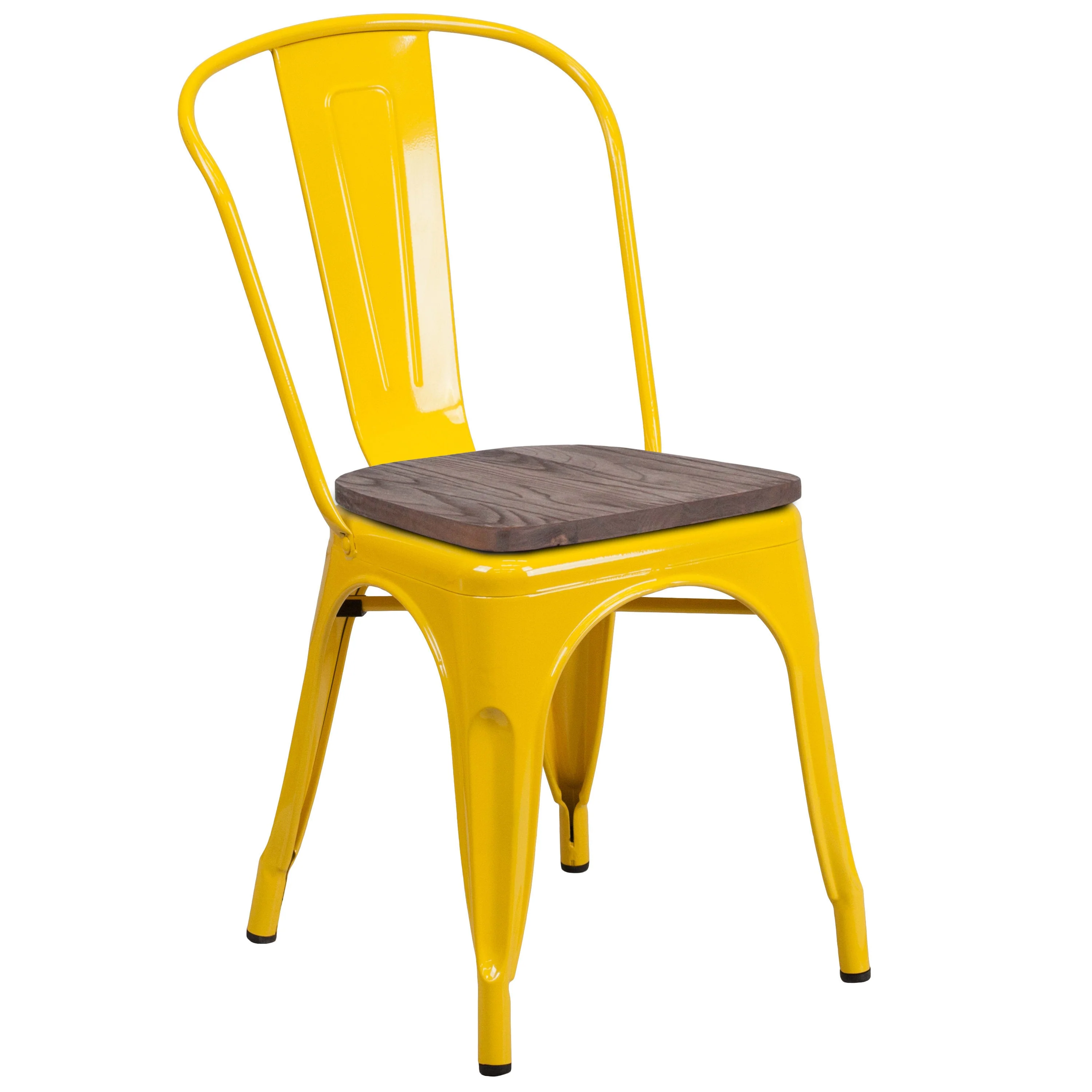 Metal Stackable Chair with Wood Seat - Image 23