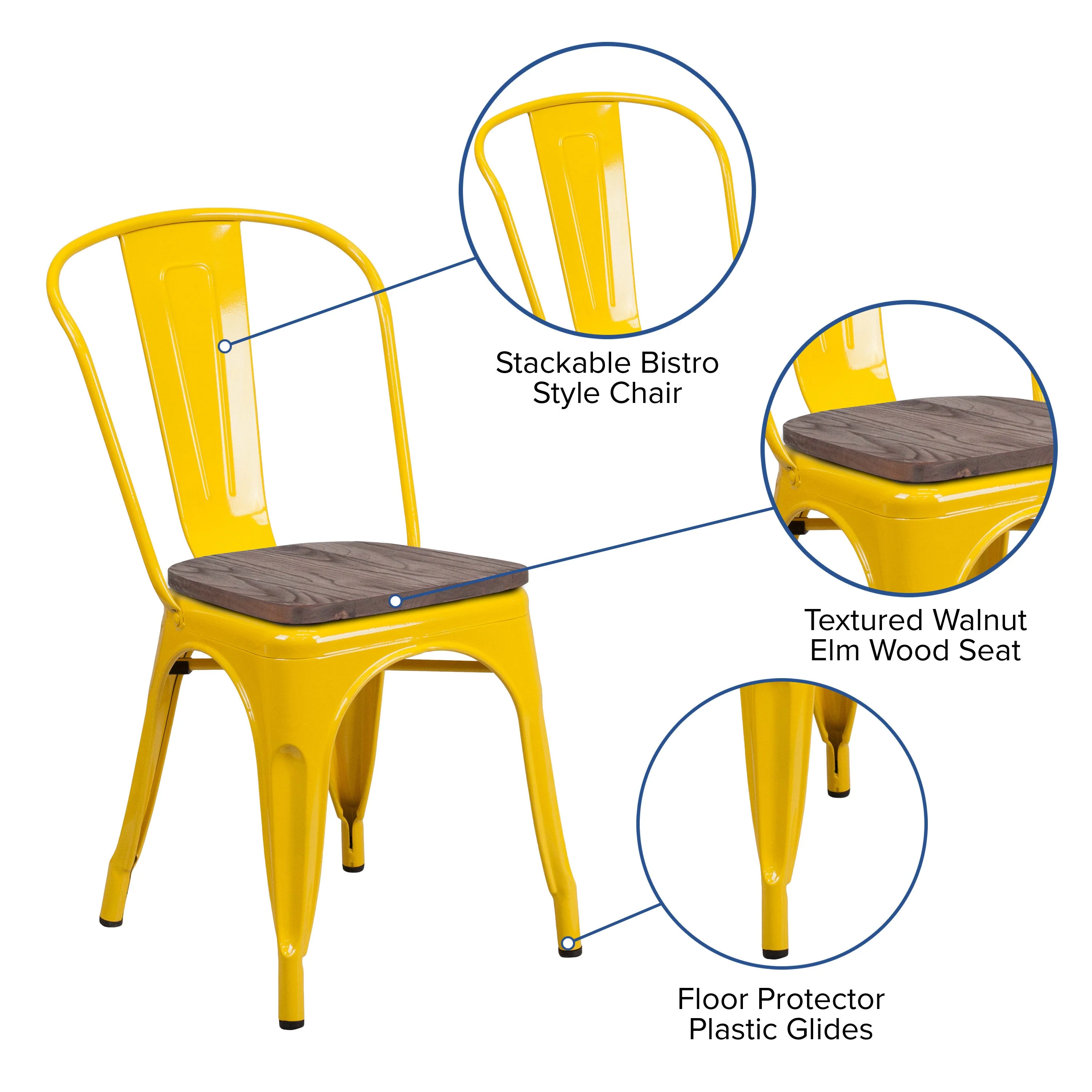 Metal Stackable Chair with Wood Seat - Image 27