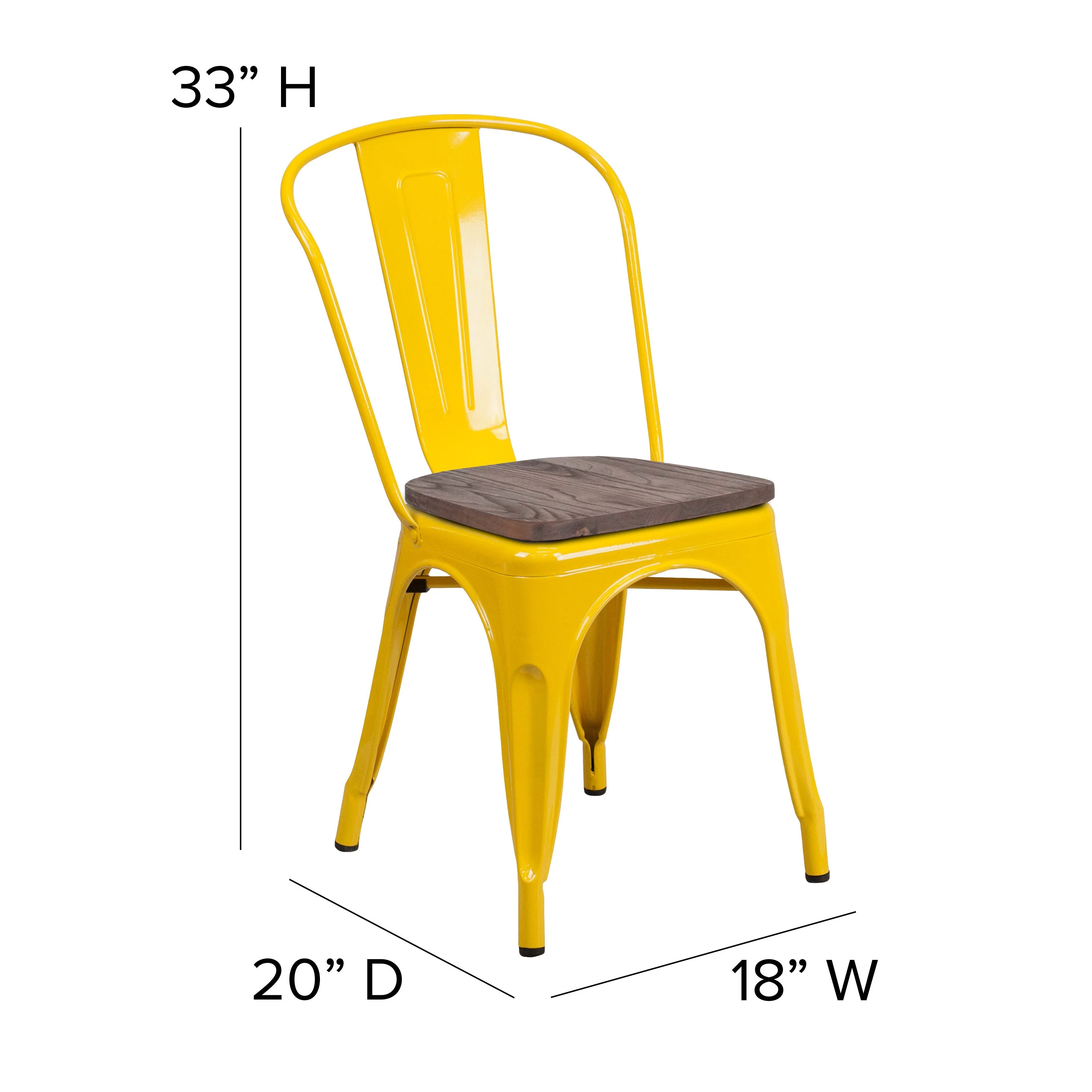 Metal Stackable Chair with Wood Seat - Image 28