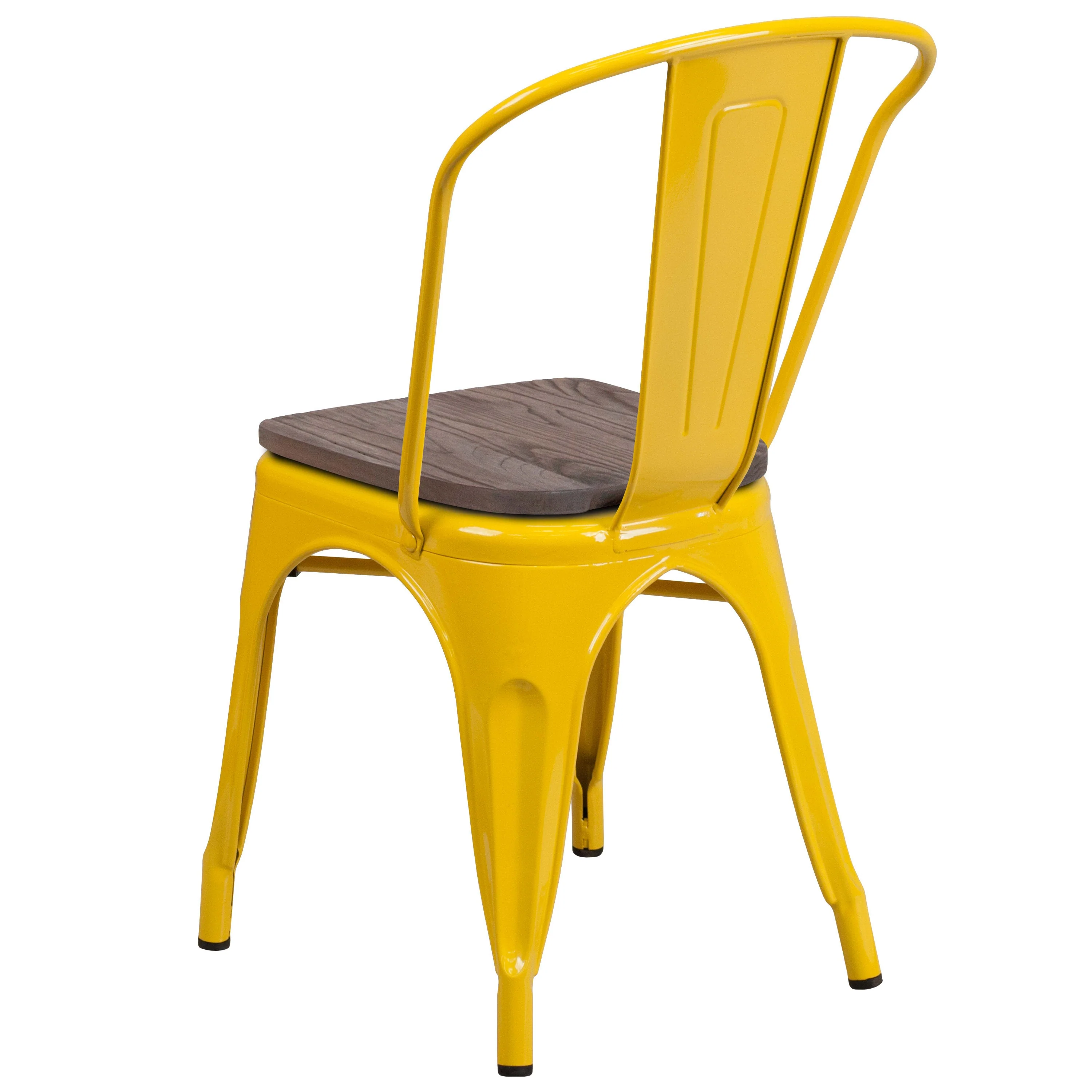 Metal Stackable Chair with Wood Seat - Image 29