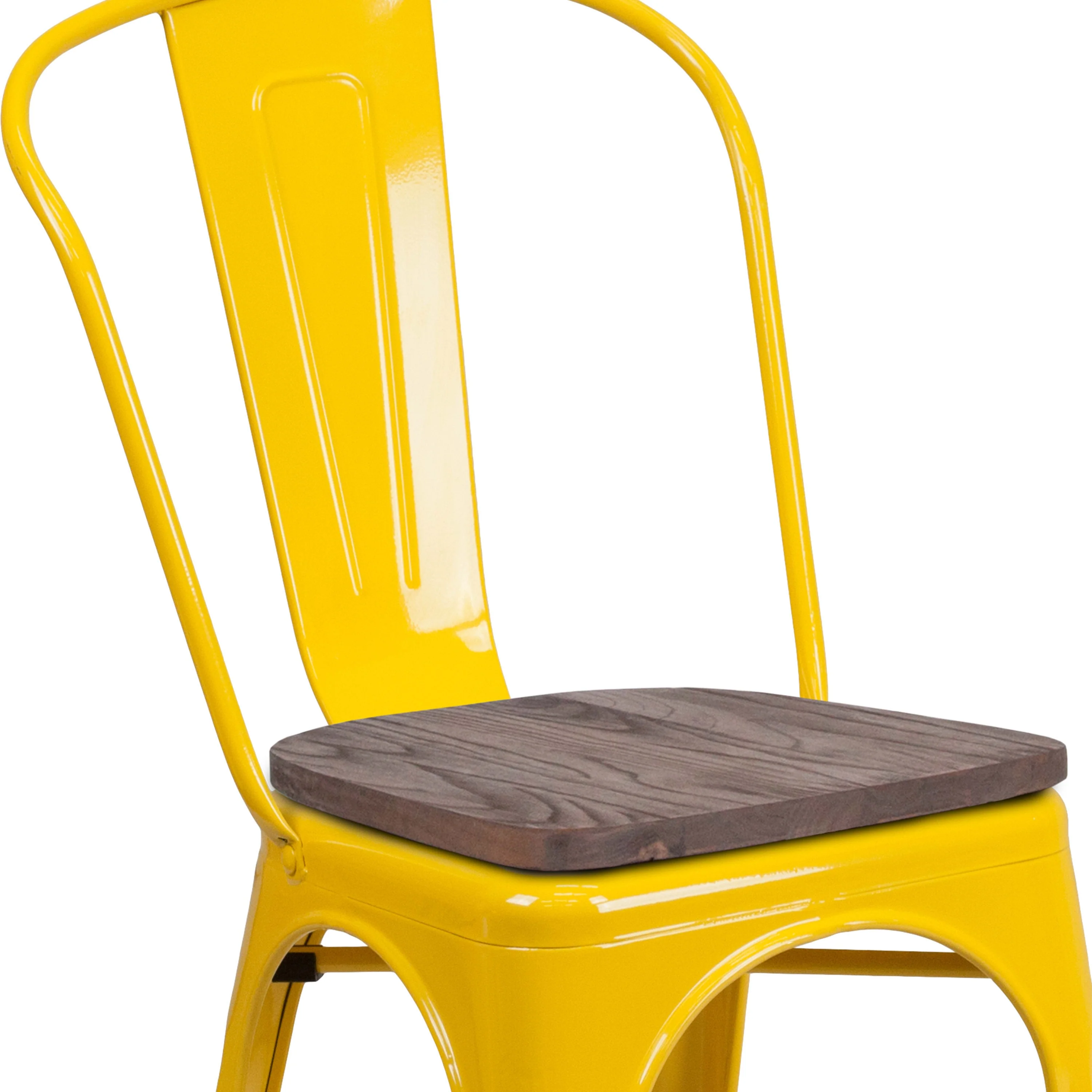 Metal Stackable Chair with Wood Seat - Image 30