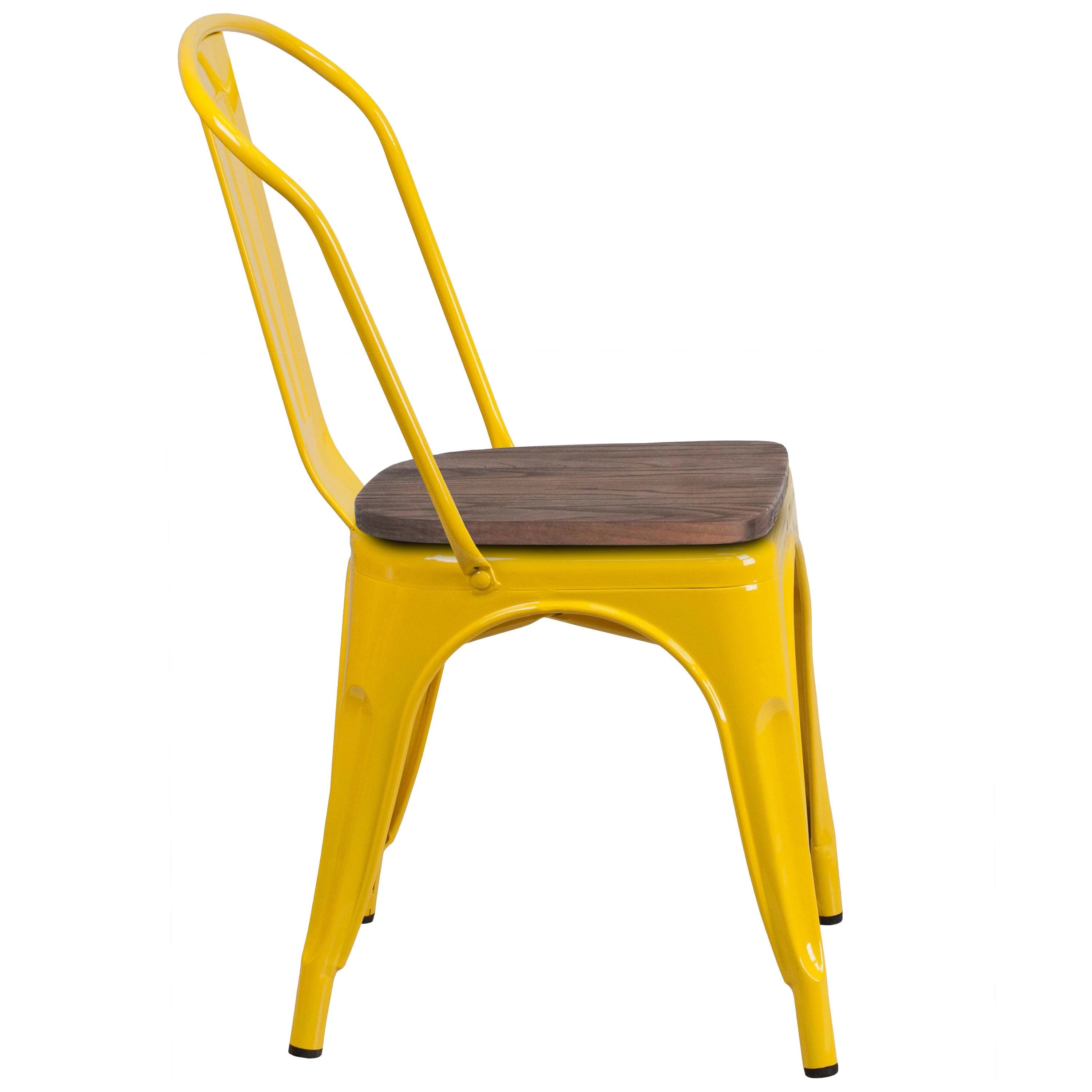 Metal Stackable Chair with Wood Seat - Image 31