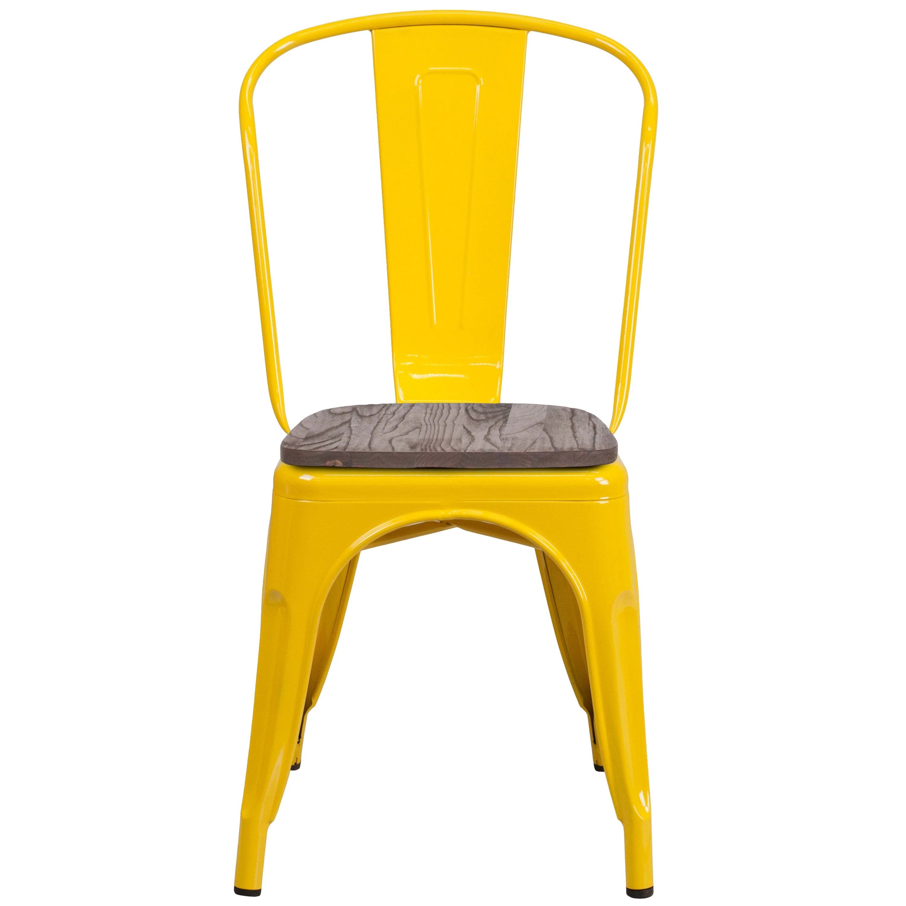 Metal Stackable Chair with Wood Seat - Image 32