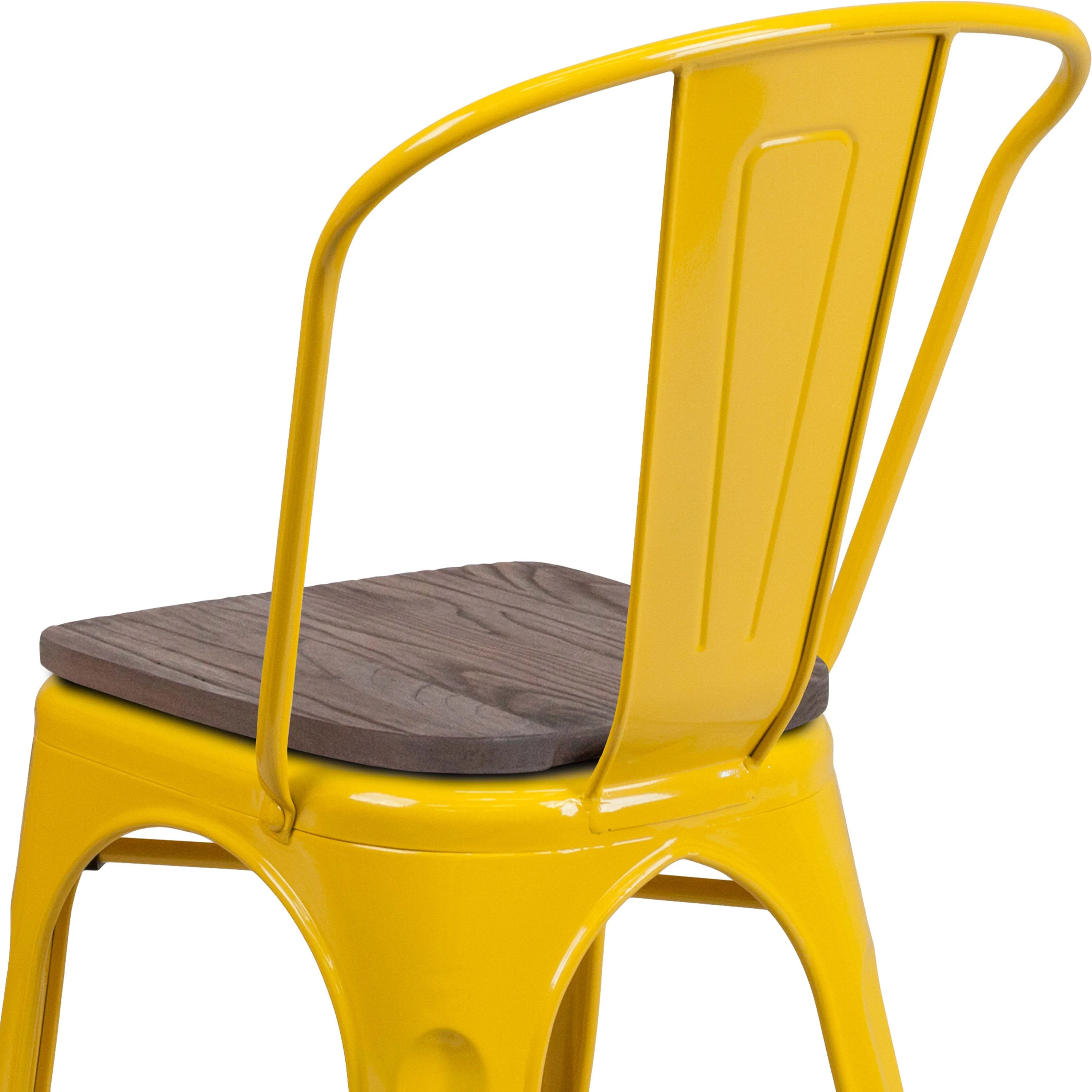 Metal Stackable Chair with Wood Seat - Image 33
