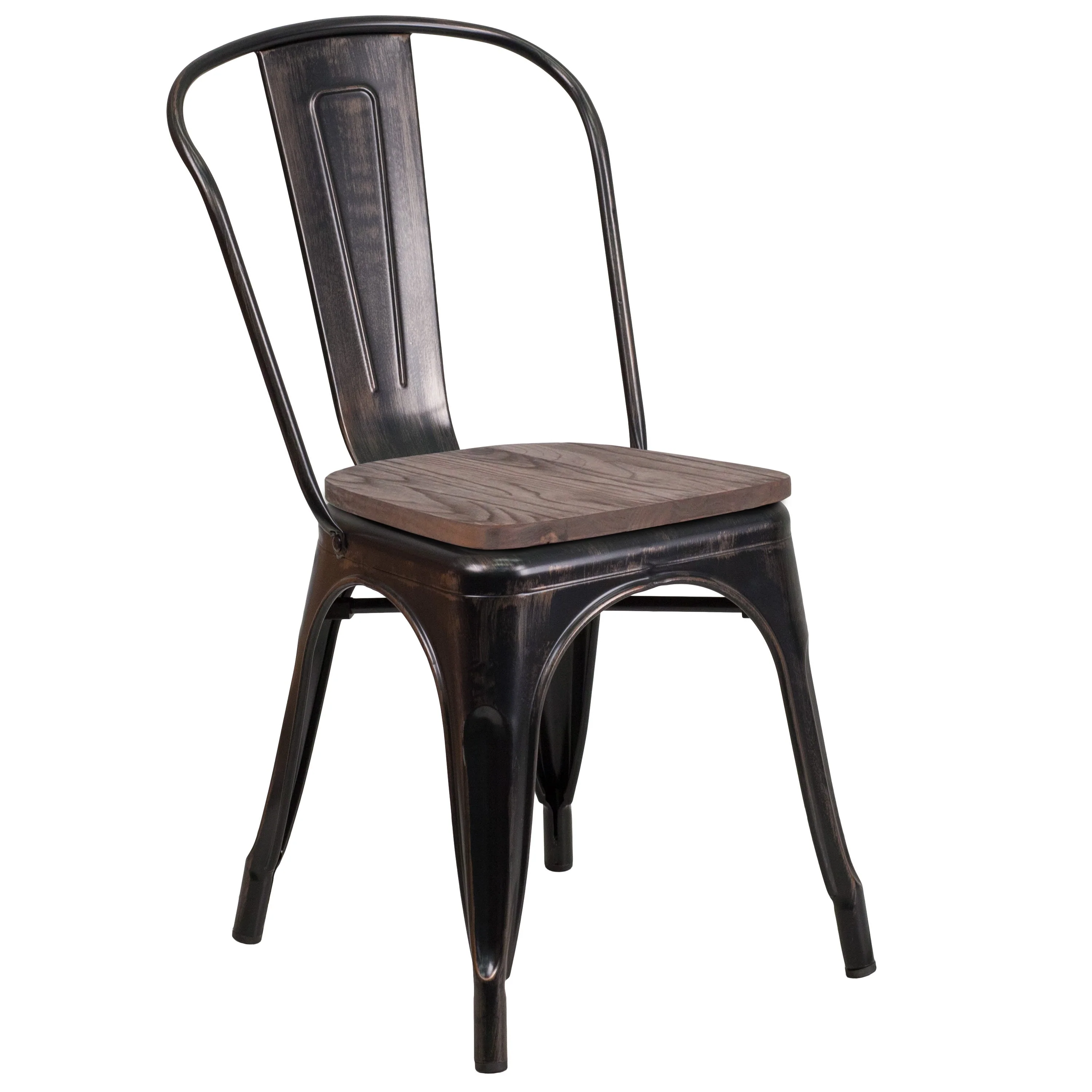 Metal Stackable Chair with Wood Seat - Image 35