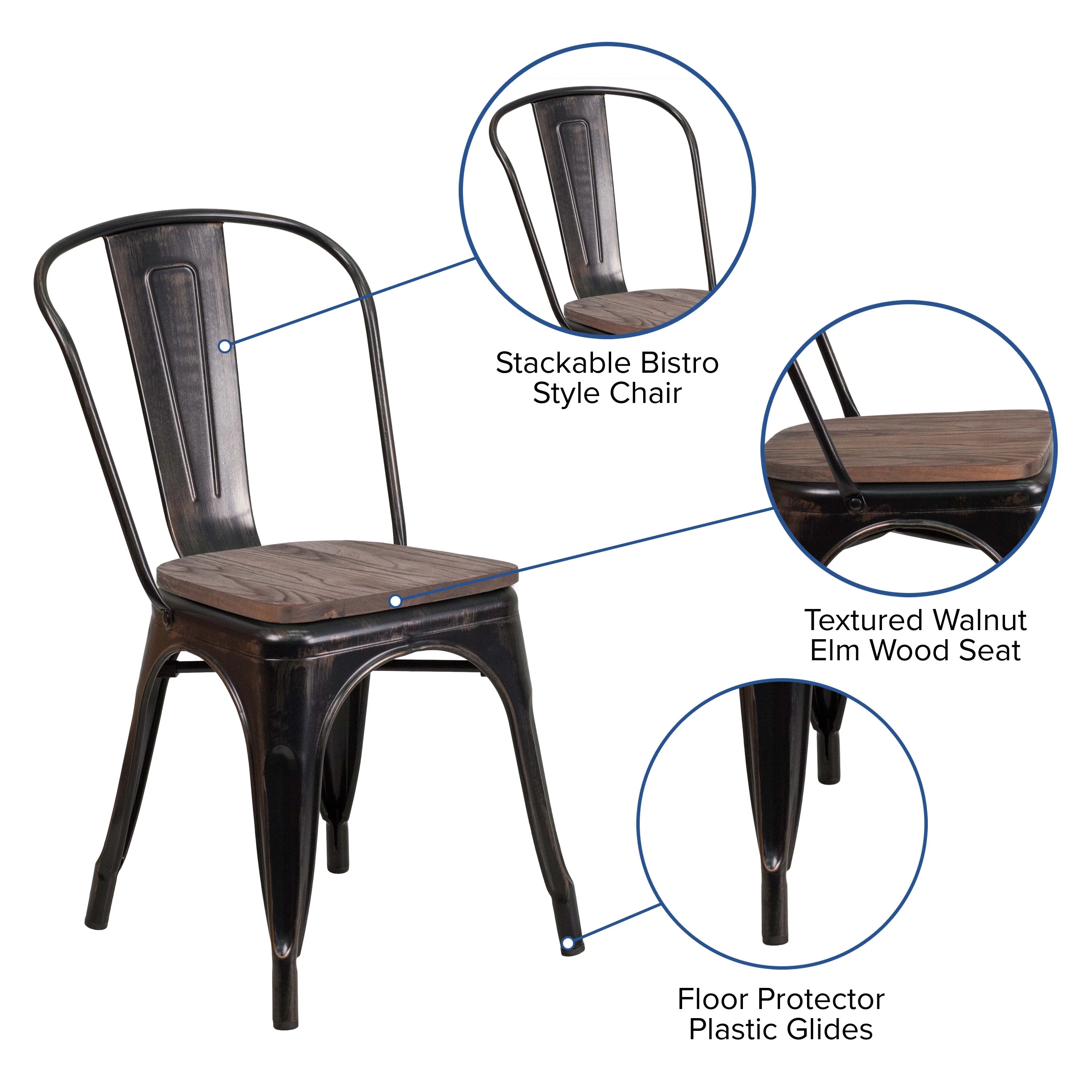 Metal Stackable Chair with Wood Seat - Image 38