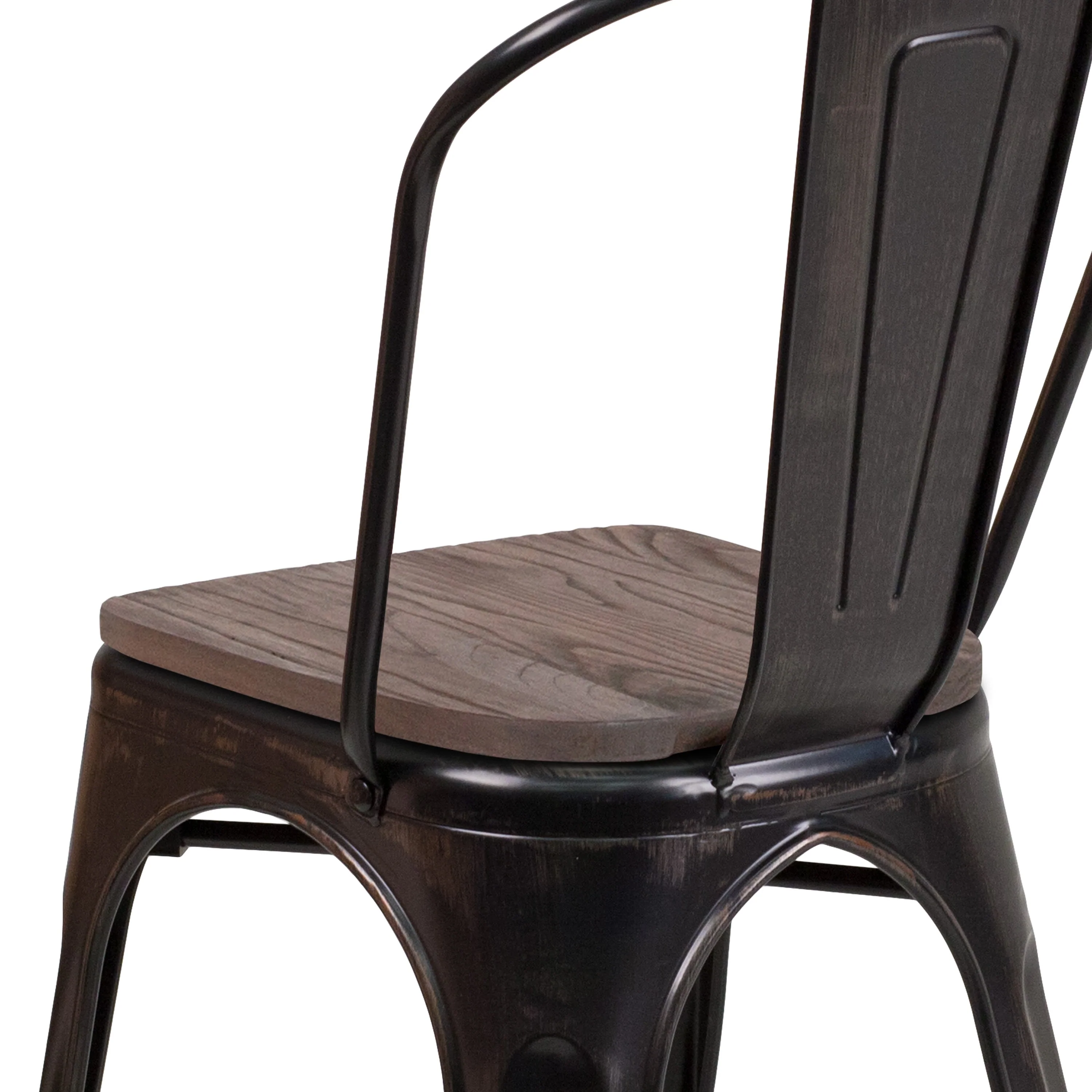 Metal Stackable Chair with Wood Seat - Image 41