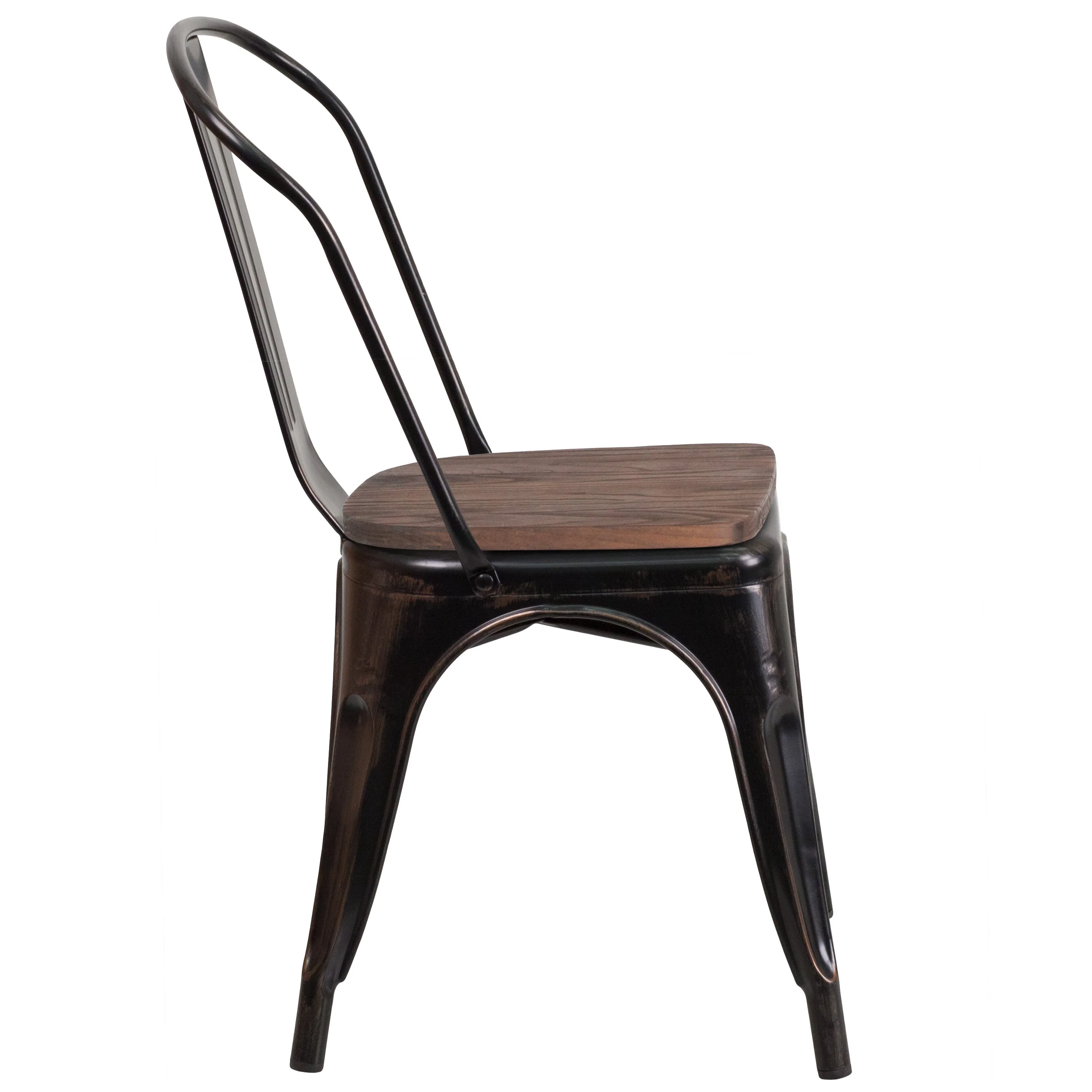 Metal Stackable Chair with Wood Seat - Image 42