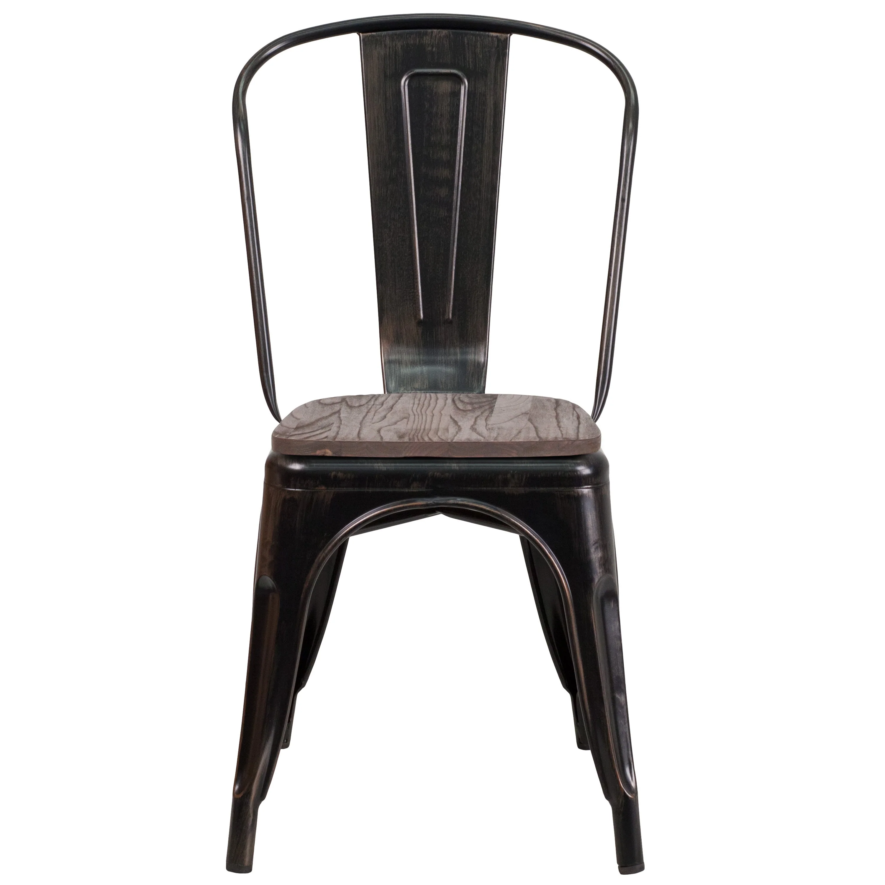 Metal Stackable Chair with Wood Seat - Image 43