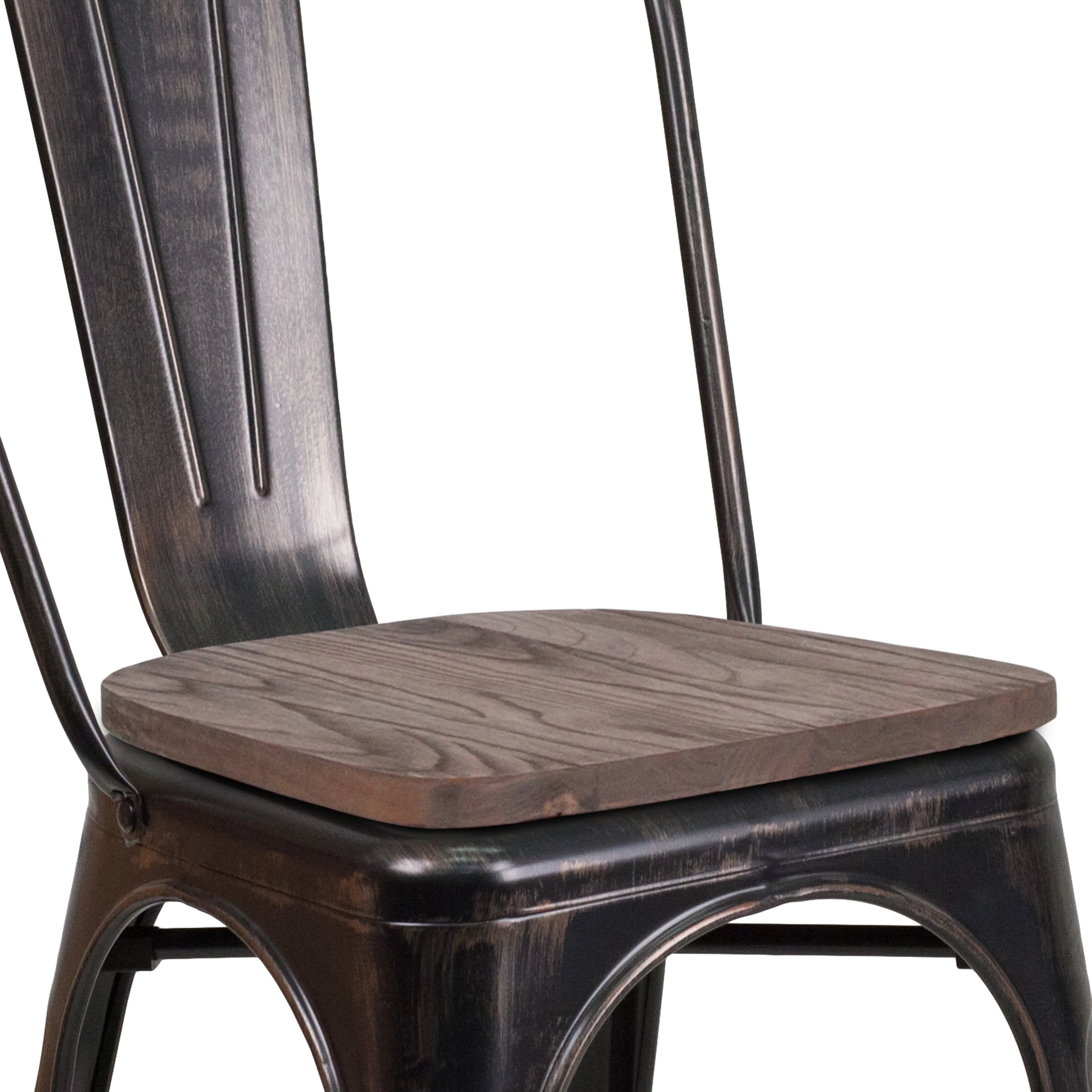 Metal Stackable Chair with Wood Seat - Image 44