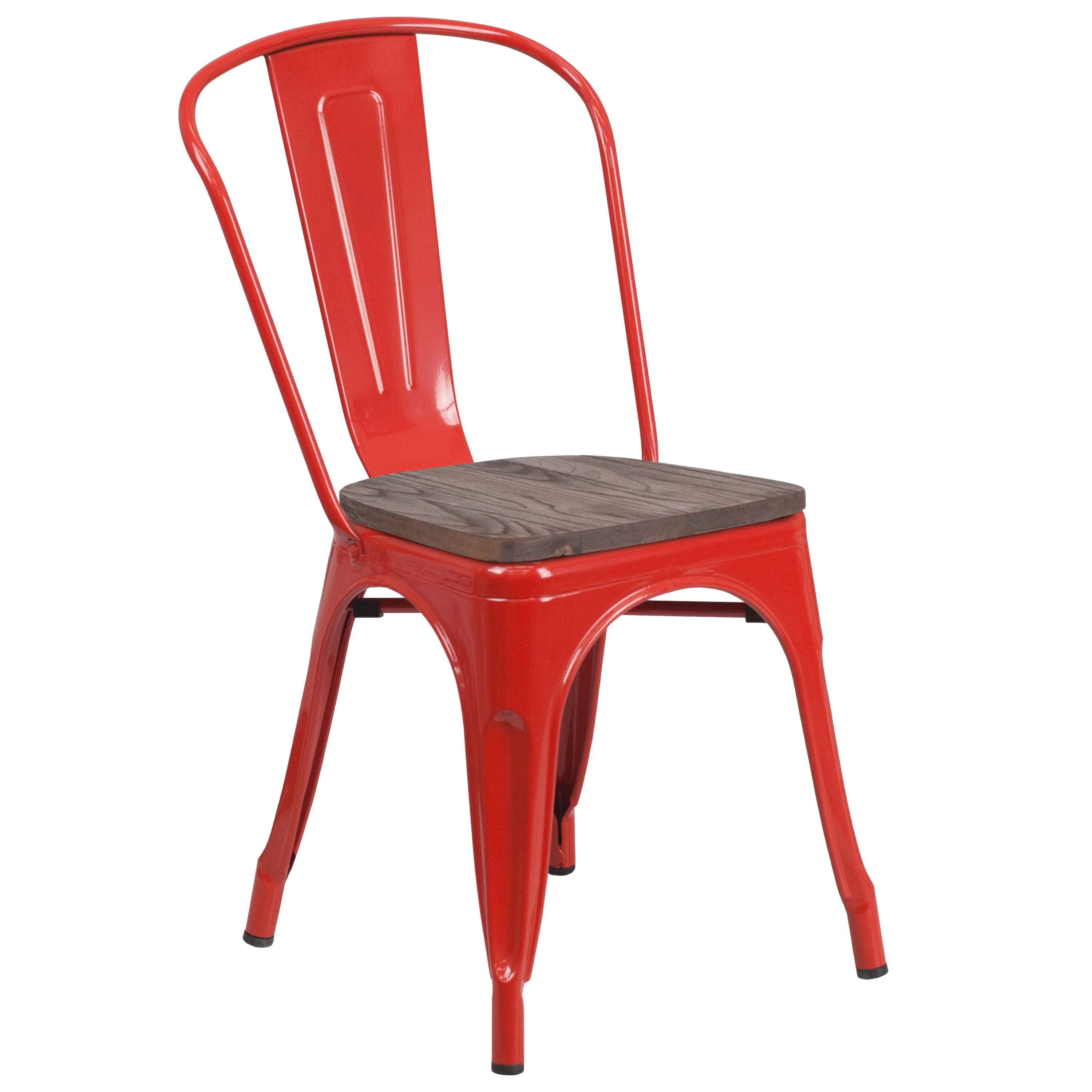 Metal Stackable Chair with Wood Seat - Image 46